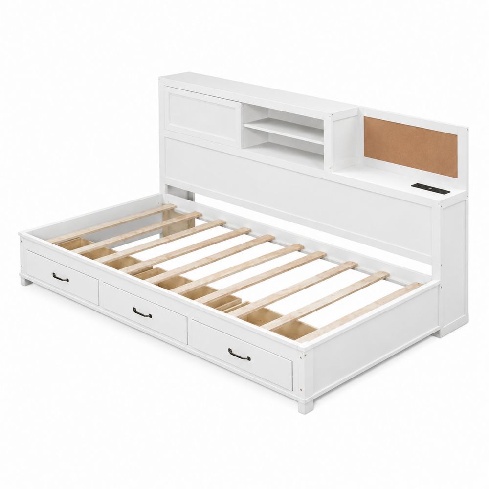 Tagesbett mit Stauraum Schubladen Weiß 200x90 cm Holz