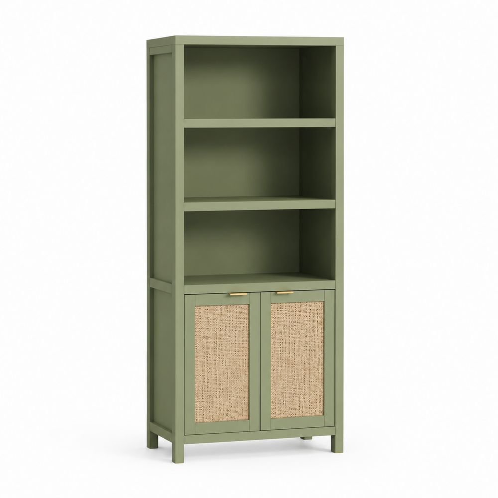 Bücherregal mit Türen Holz Grün 180x80x35 cm