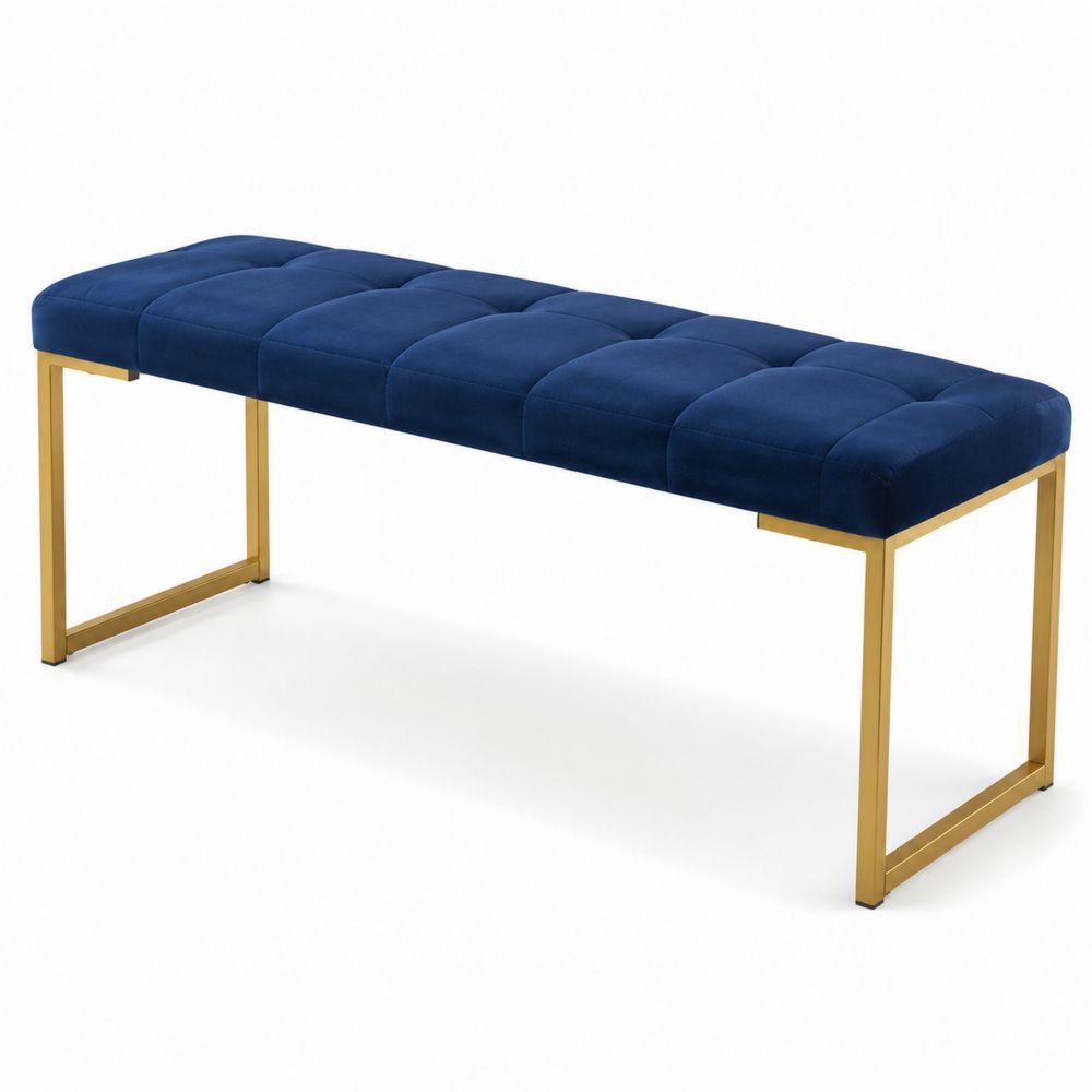 Samtbank Blau mit Metallrahmen