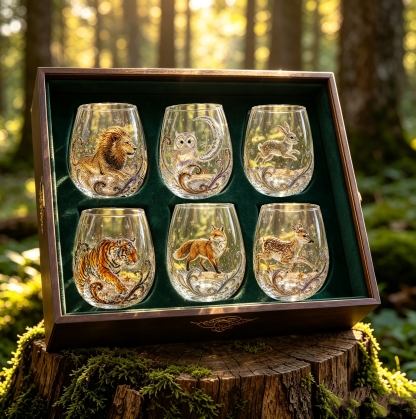🔥 Letzter Tag: 49 % Rabatt – 🦌Handgefertigtes Trinkglas mit Tiermotiven