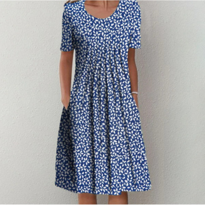 Women's Round Neck Short Sleeve Floral Print Dress