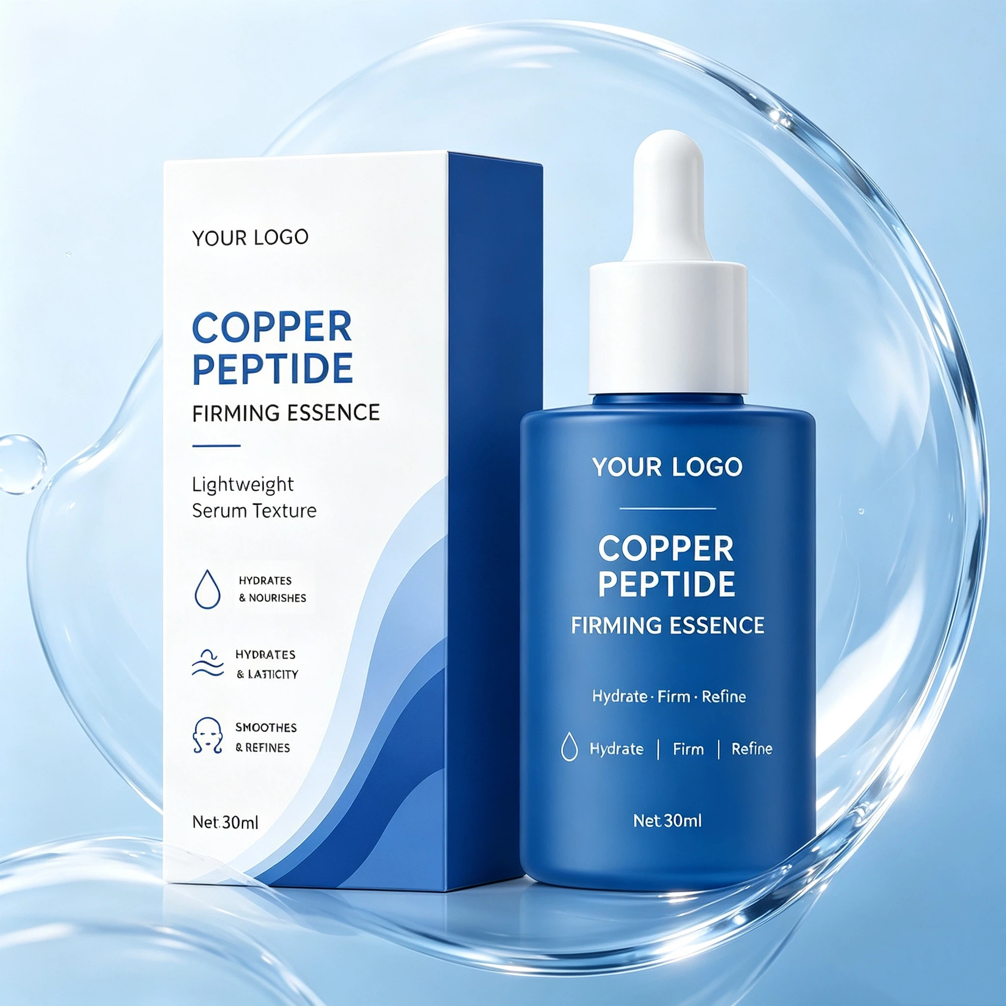 Private Label Copper Peptide Firming Essence OEM/ODM | Custom Facial Serum Manufacturer