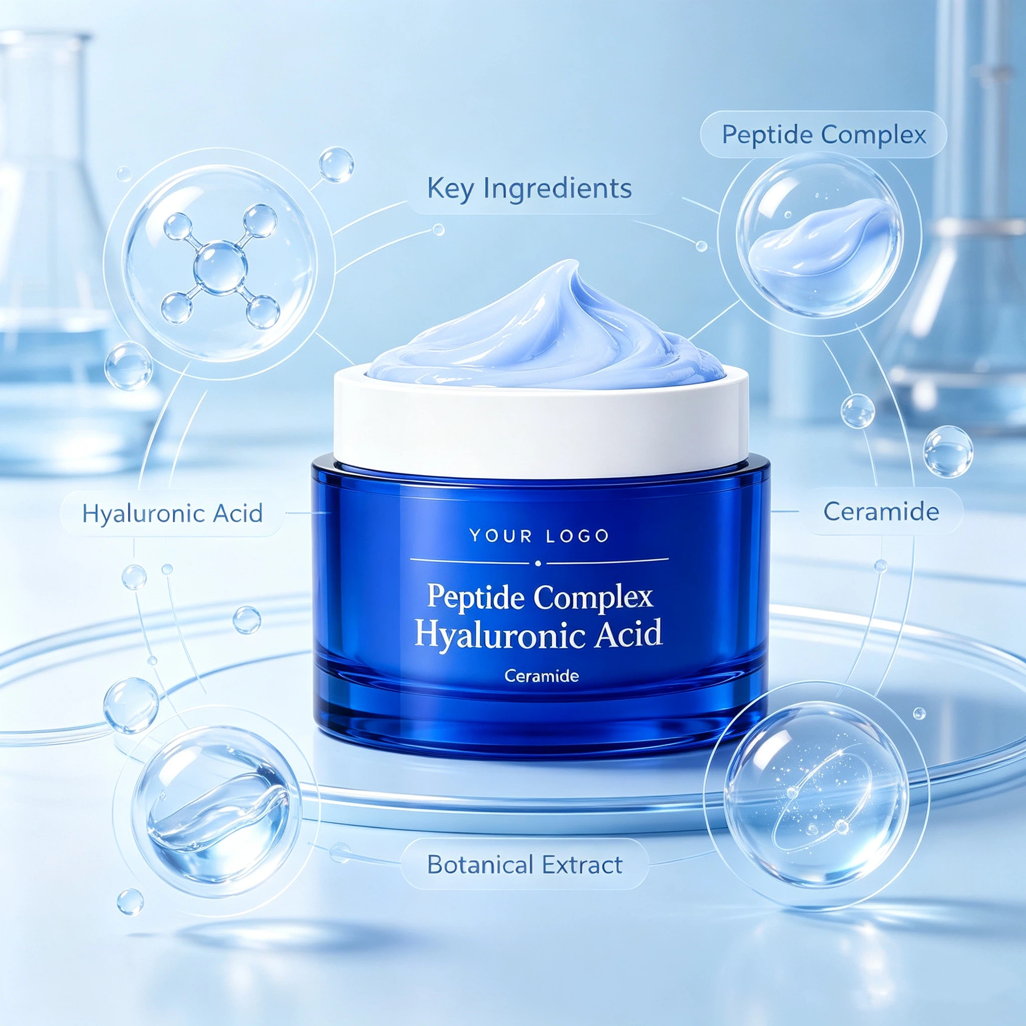 Private Label Blue Peptide Bounce Cream OEM/ODM | Custom Peptide Facial Cream Manufacturer