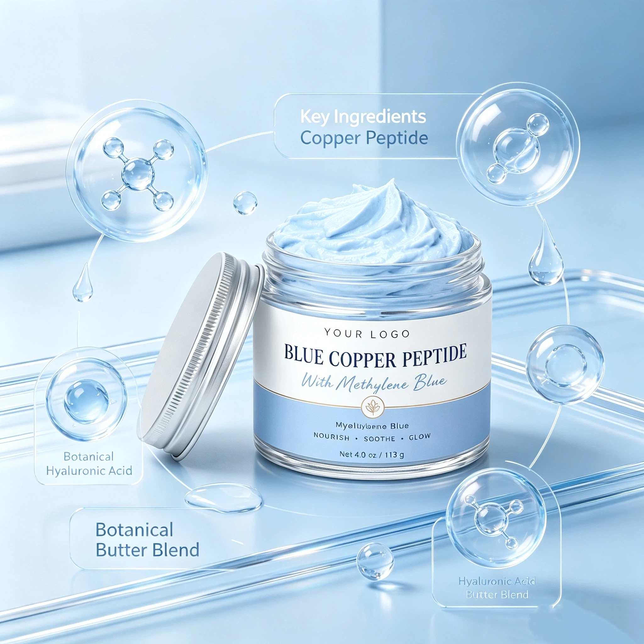 Private Label Blue Copper Peptide Whipped Balm OEM/ODM | Custom Facial Moisturizer Manufacturer