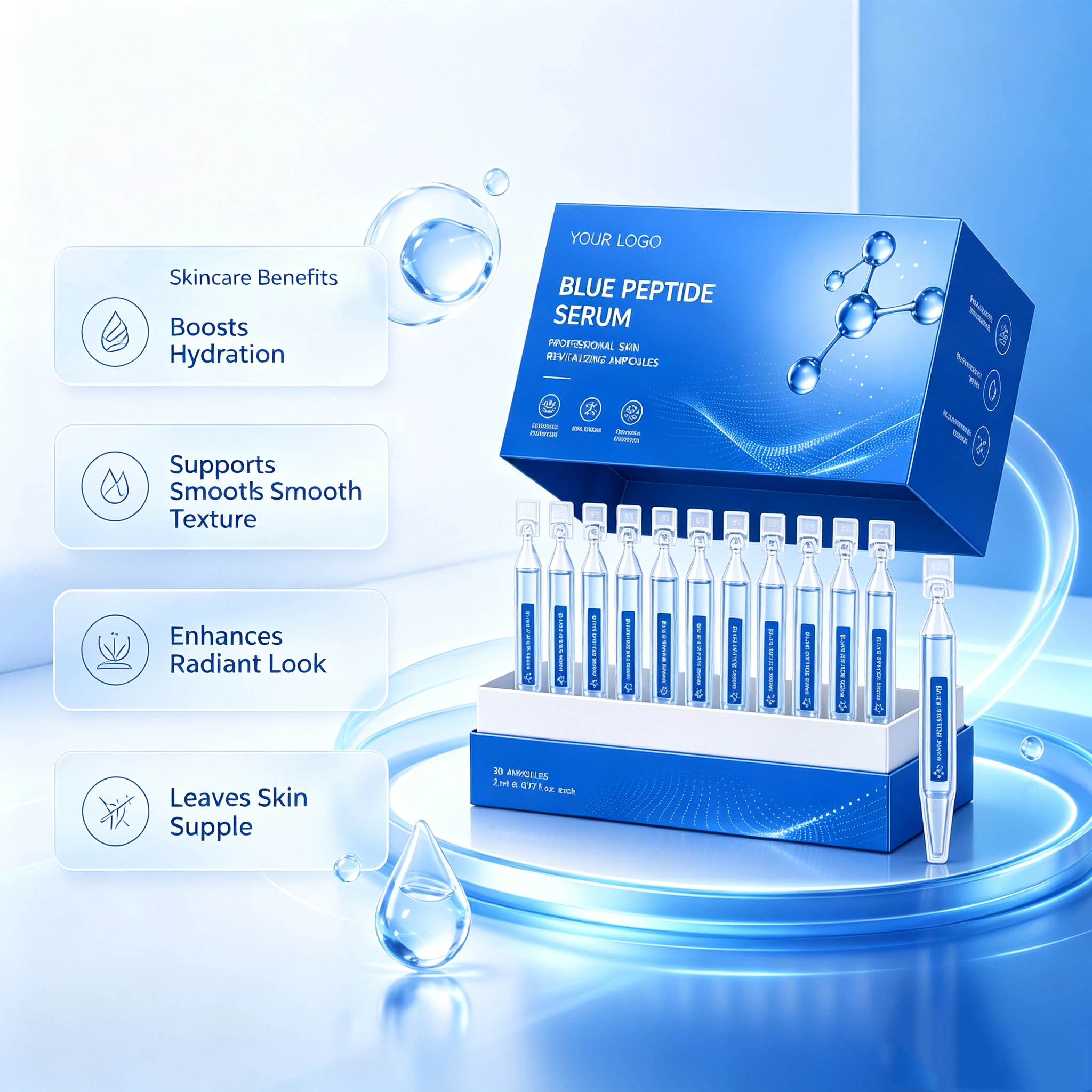 Private Label Blue Peptide Serum Ampoule OEM/ODM | Custom Facial Ampoule Manufacturer