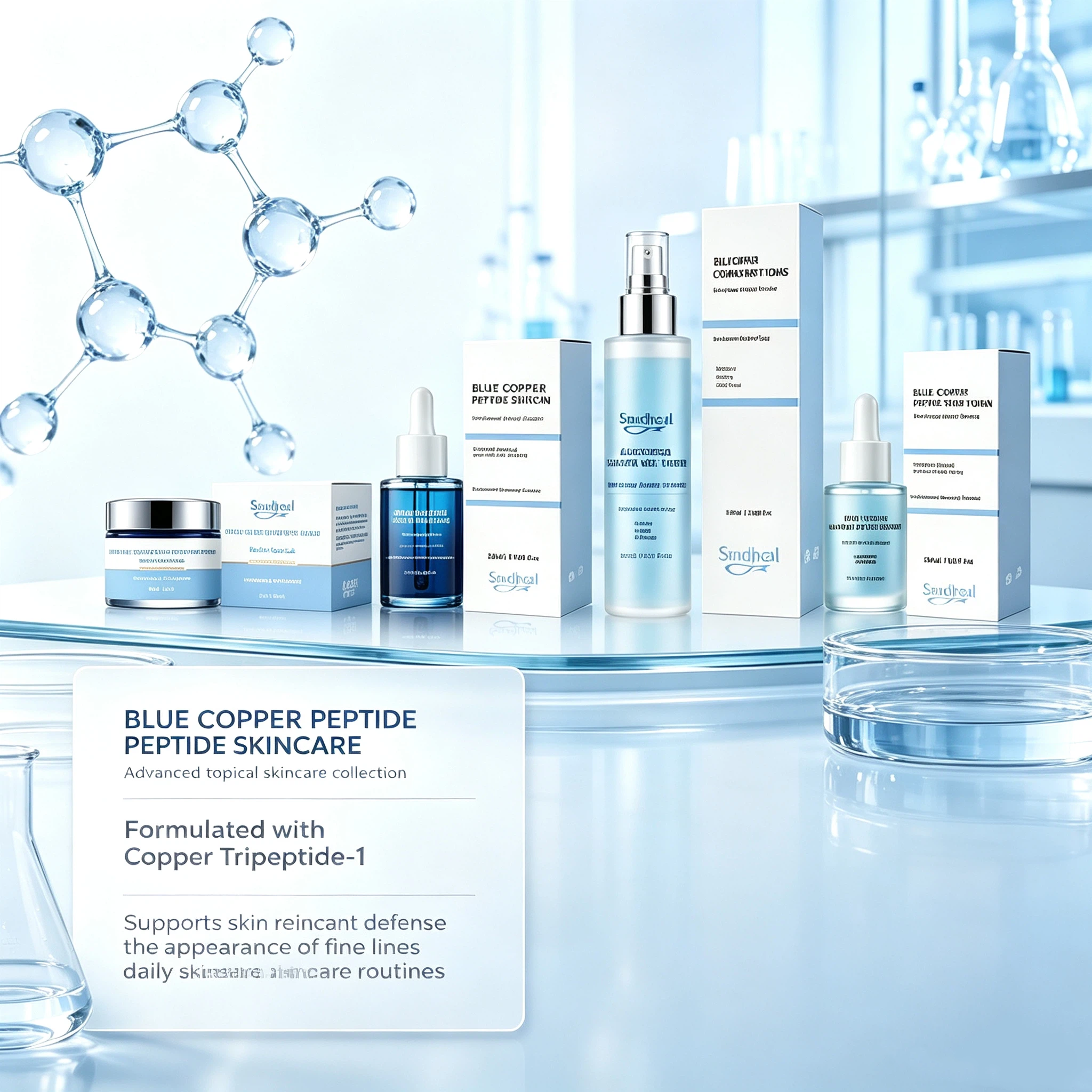 Blue Copper Peptide Complete Skin Care Set, Daily External Facial Skincare Kit for Skin Nourishing & Hydrating