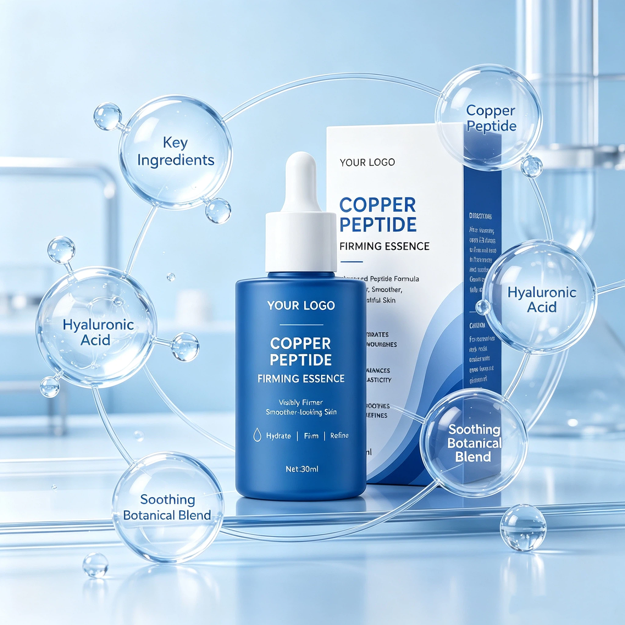 Private Label Copper Peptide Firming Essence OEM/ODM | Custom Facial Serum Manufacturer