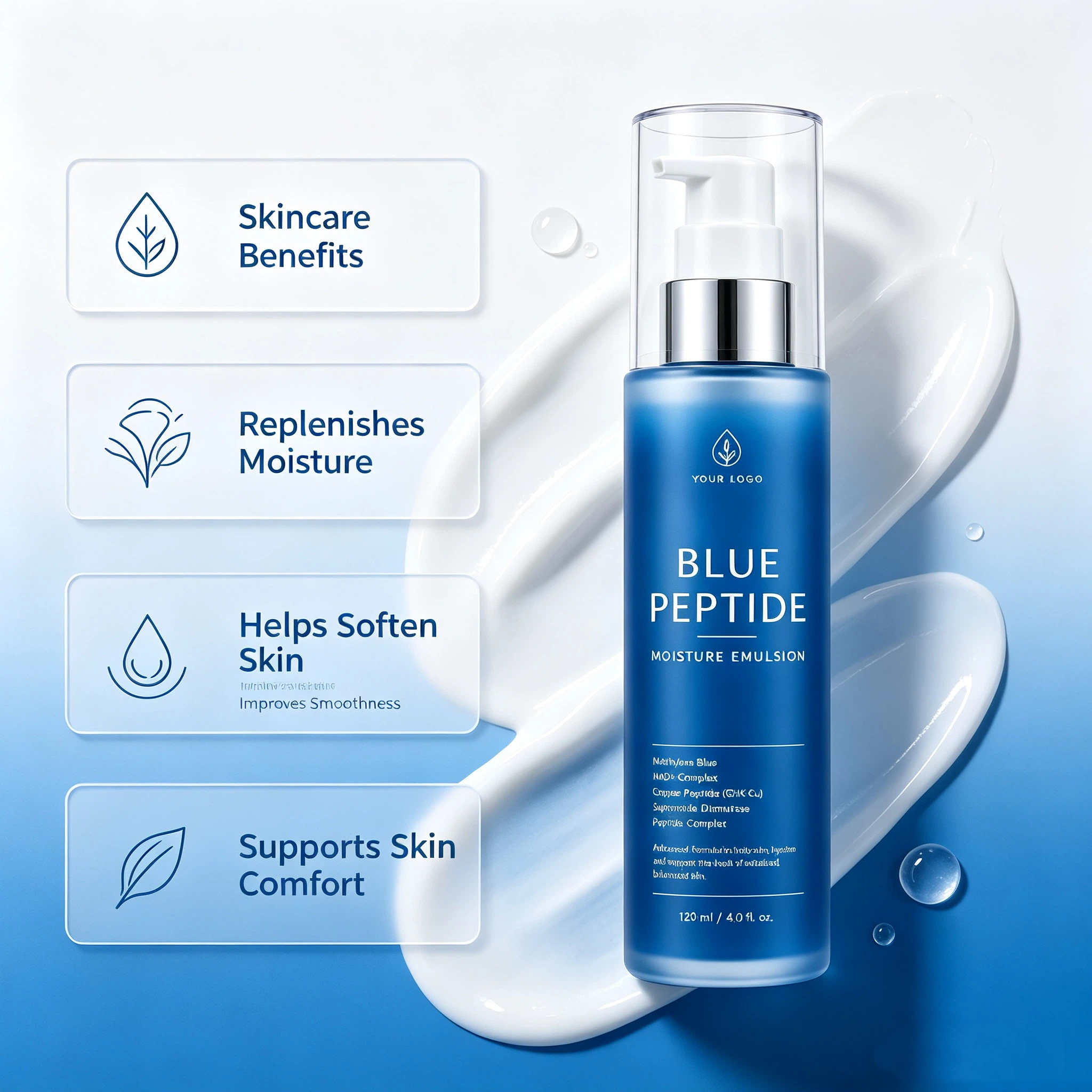 Private Label Blue Peptide Moisture Emulsion OEM/ODM | Custom Facial Emulsion Manufacturer