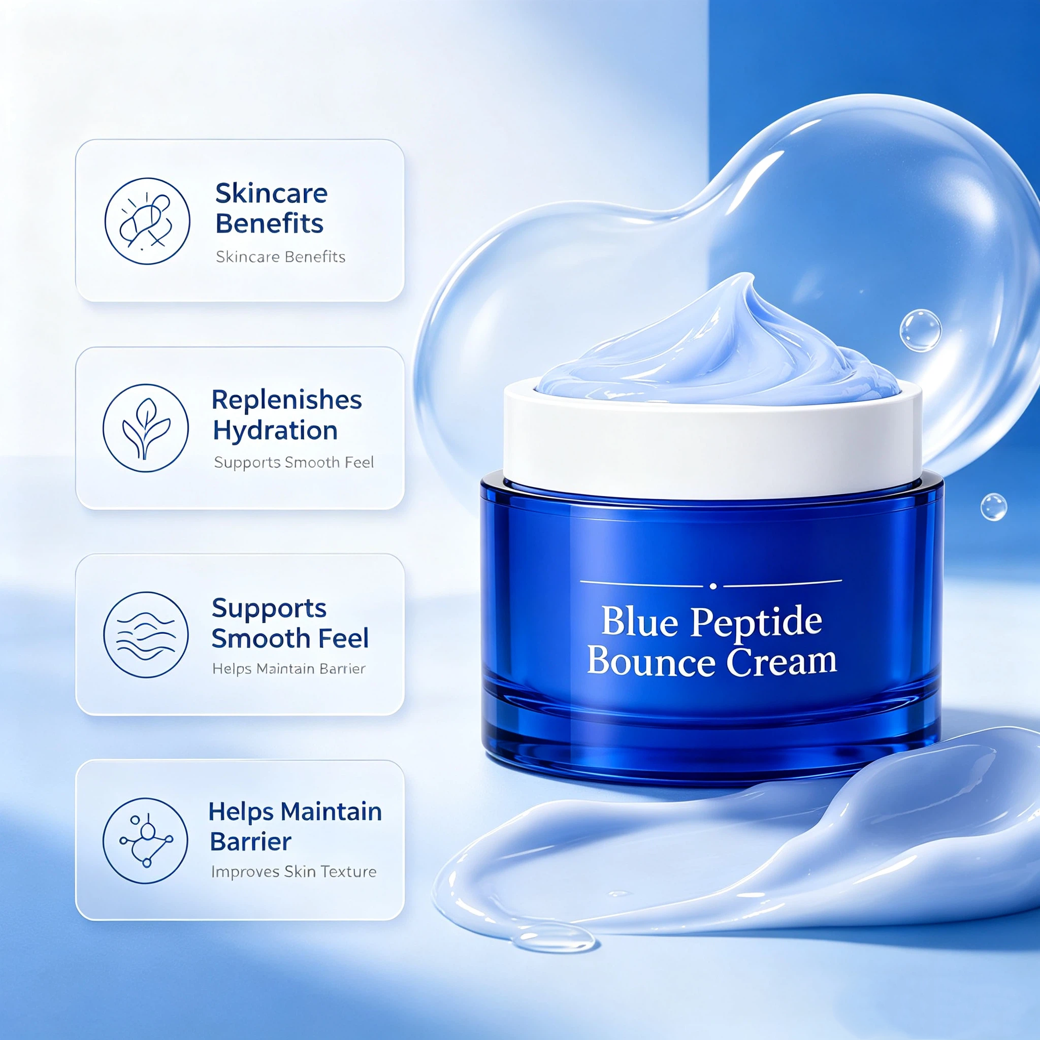 Private Label Blue Peptide Bounce Cream OEM/ODM | Custom Peptide Facial Cream Manufacturer