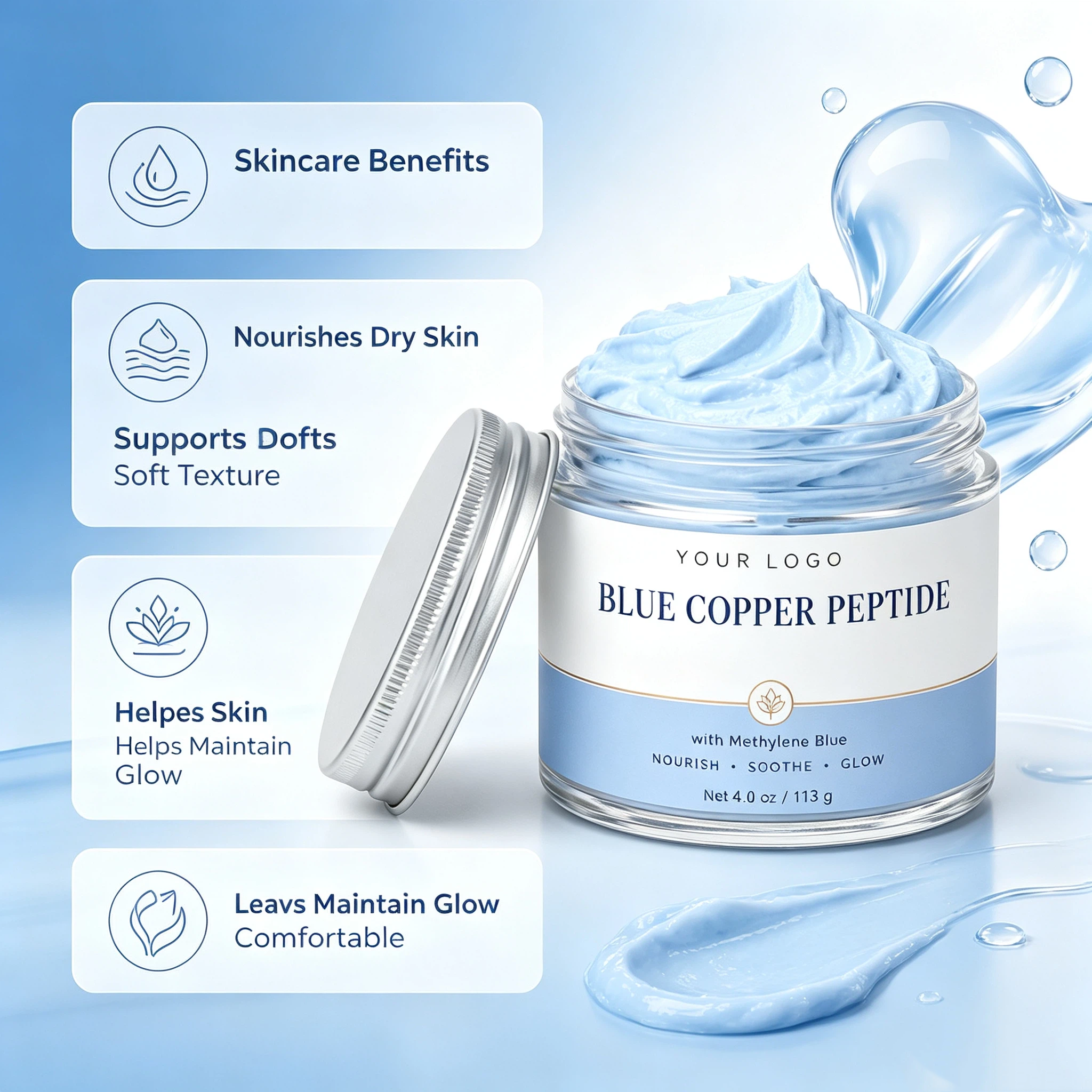 Private Label Blue Copper Peptide Whipped Balm OEM/ODM | Custom Facial Moisturizer Manufacturer