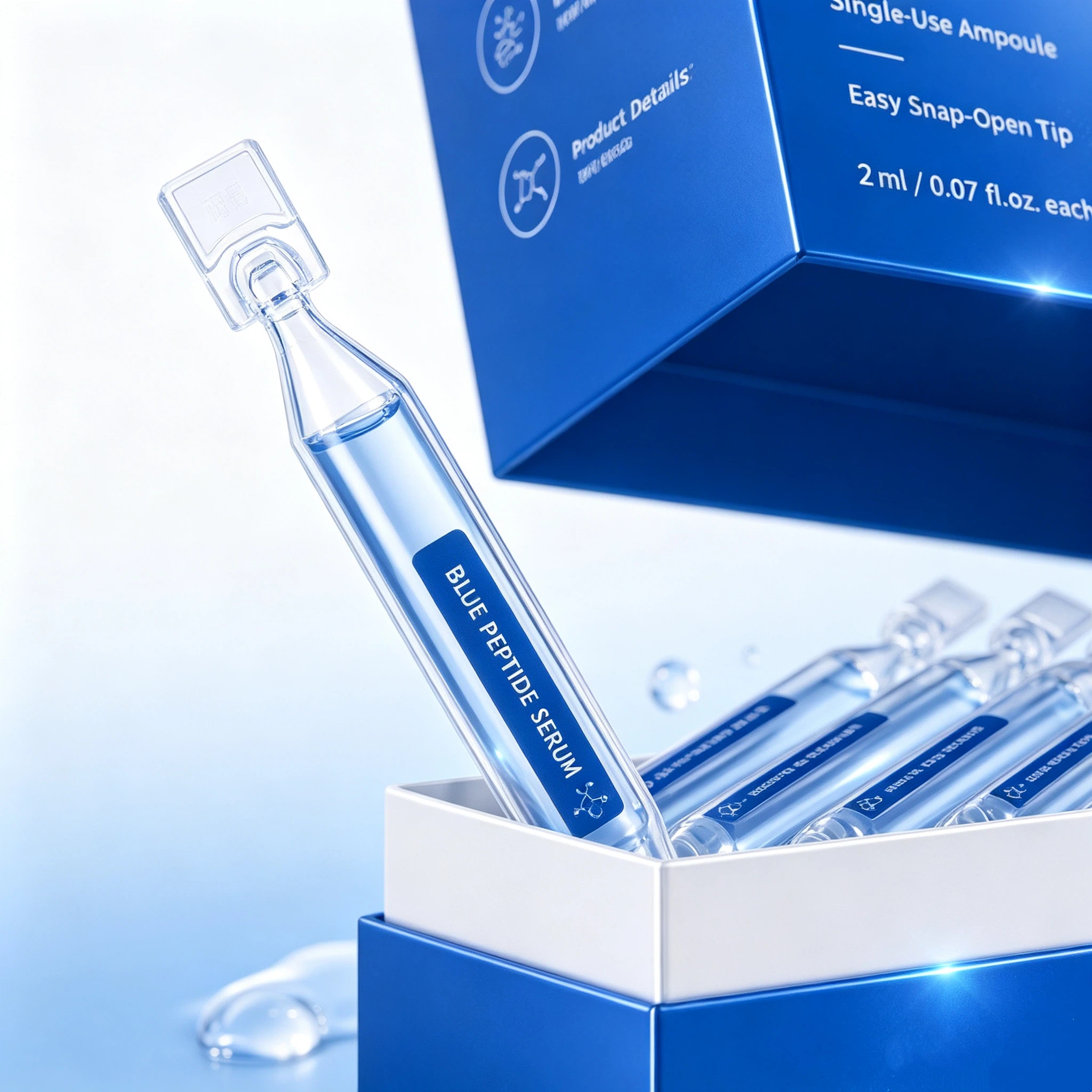Private Label Blue Peptide Serum Ampoule OEM/ODM | Custom Facial Ampoule Manufacturer