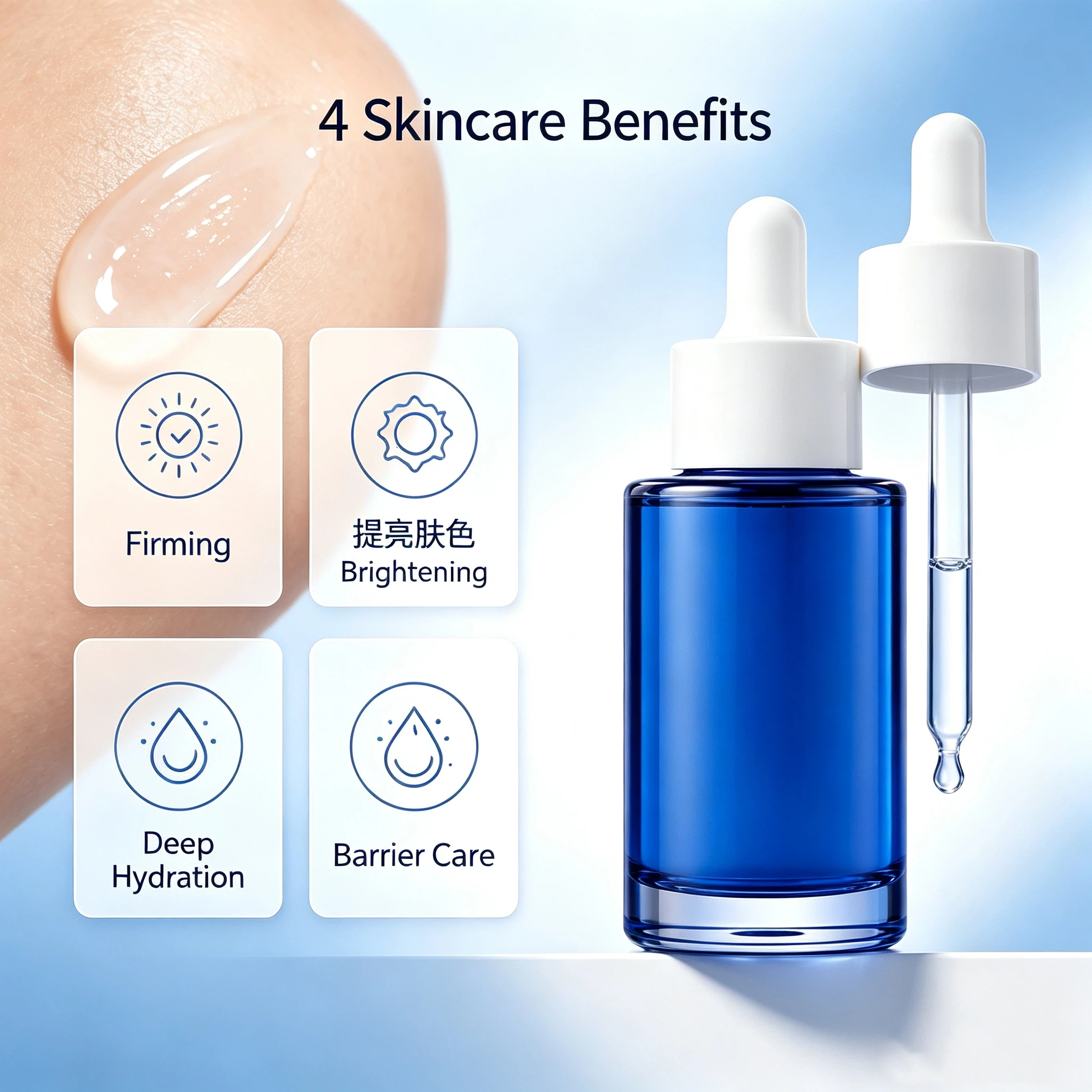 OEM Private Label Blue Peptide Glow Serum – Custom Skincare Manufacturing Service