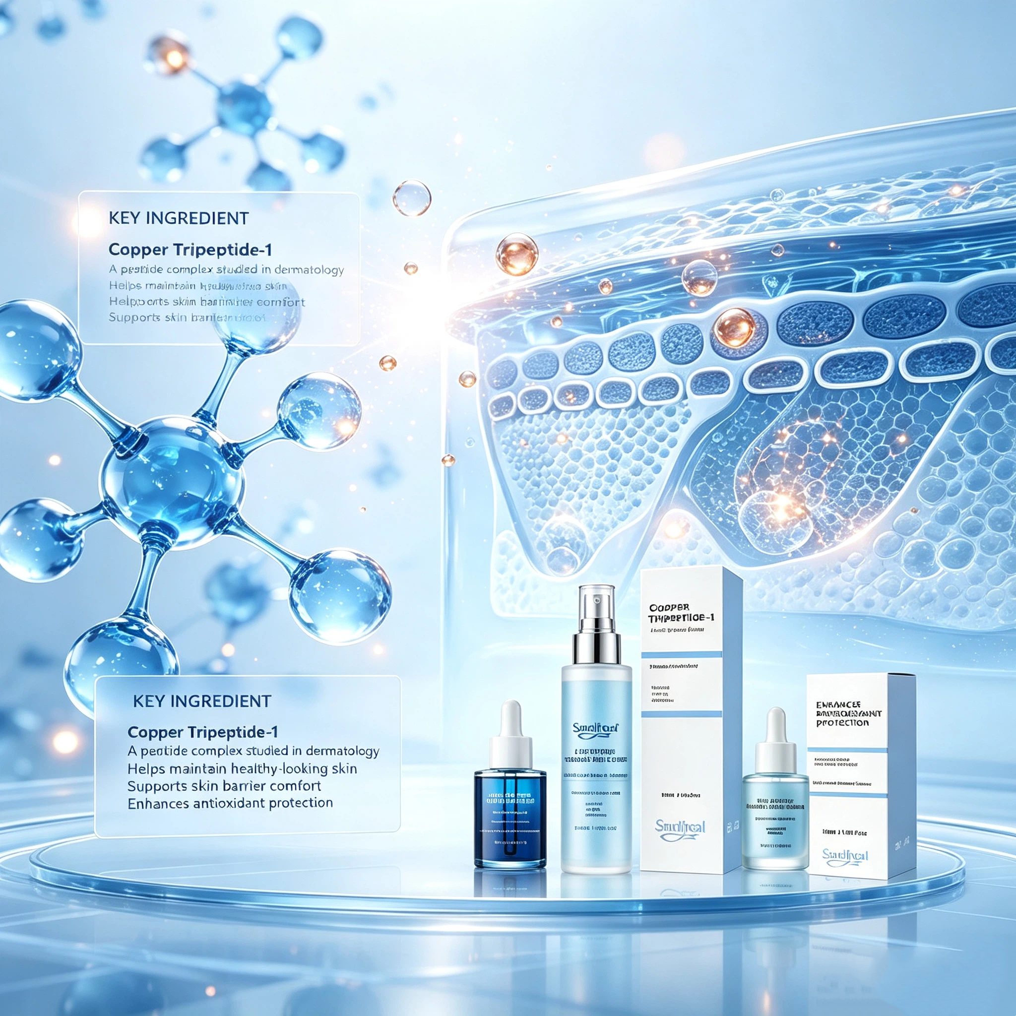 Blue Copper Peptide Complete Skin Care Set, Daily External Facial Skincare Kit for Skin Nourishing & Hydrating