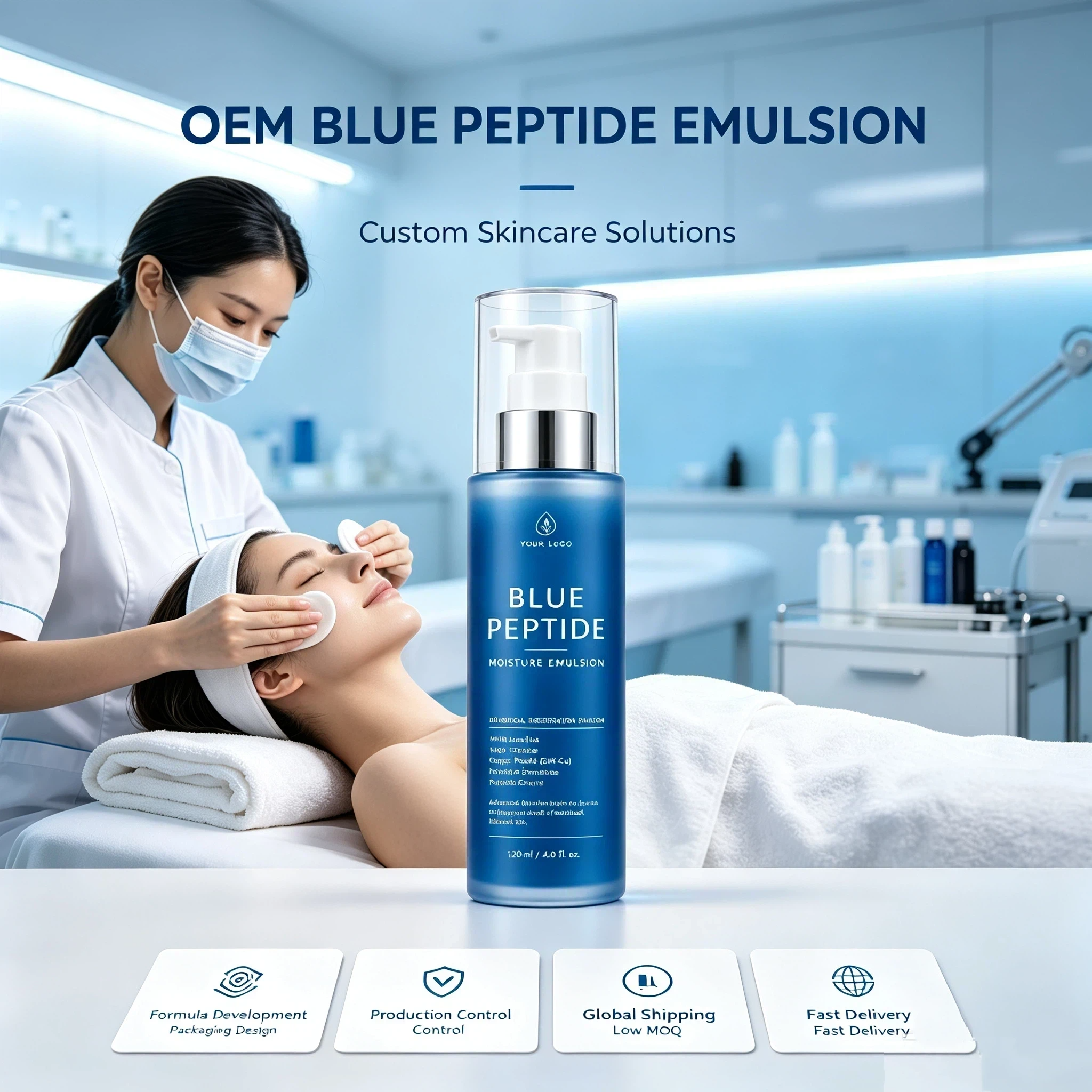 Private Label Blue Peptide Moisture Emulsion OEM/ODM | Custom Facial Emulsion Manufacturer