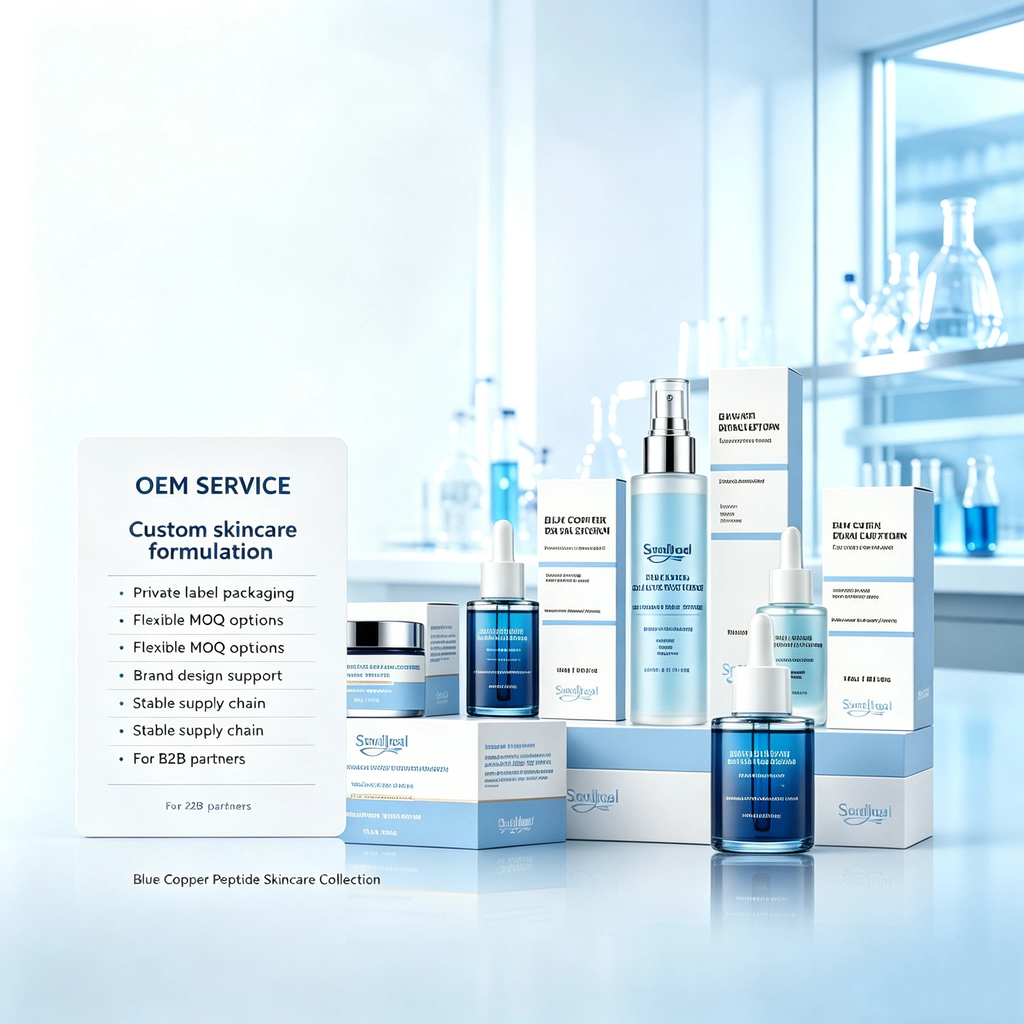 Blue Copper Peptide Complete Skin Care Set, Daily External Facial Skincare Kit for Skin Nourishing & Hydrating