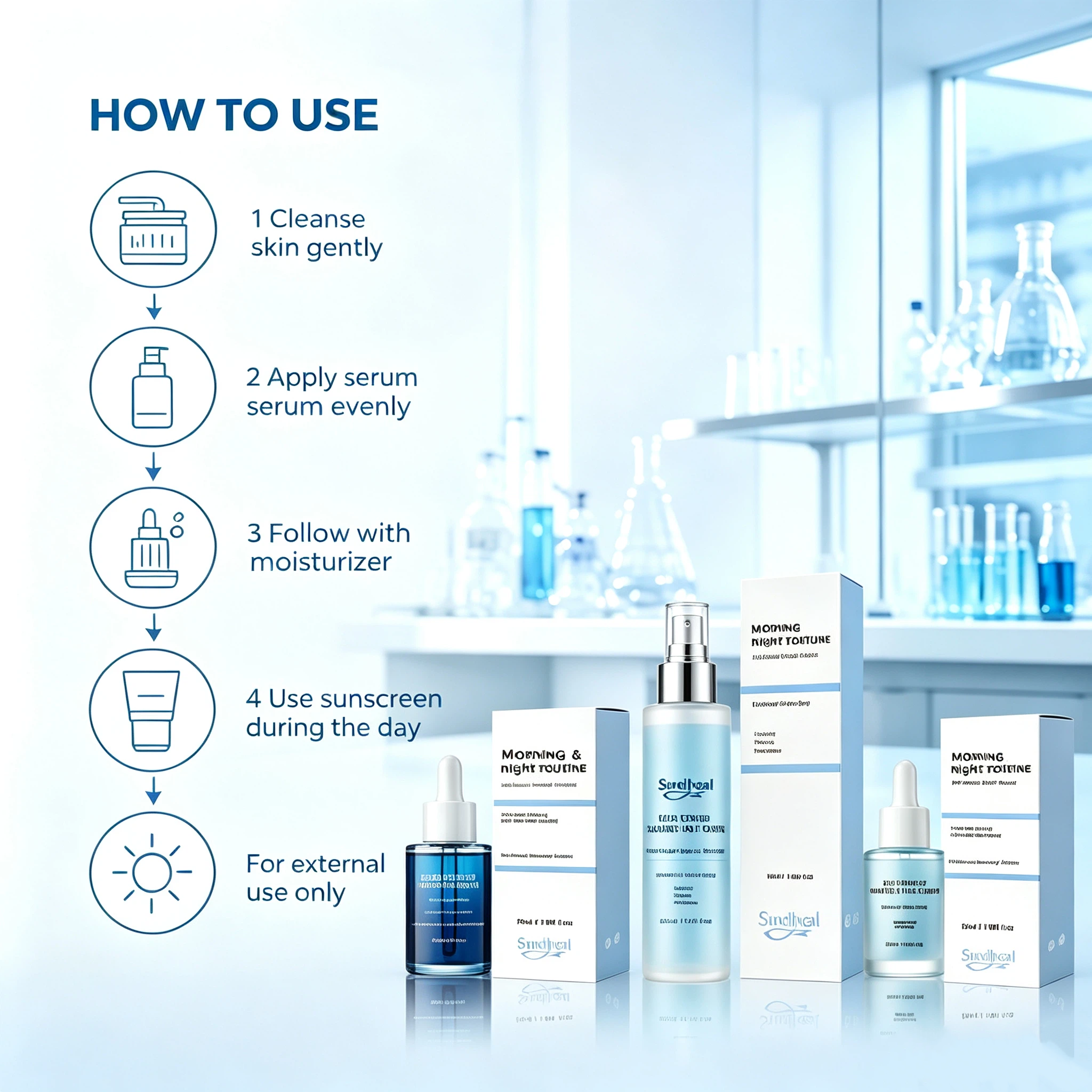 Blue Copper Peptide Complete Skin Care Set, Daily External Facial Skincare Kit for Skin Nourishing & Hydrating