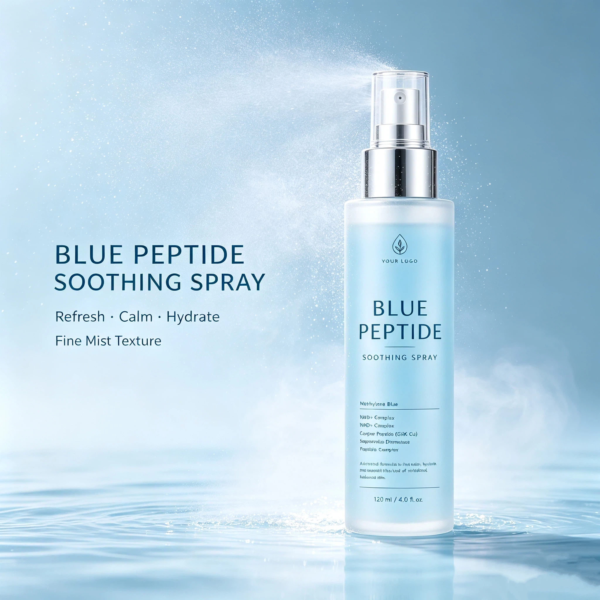 Private Label Blue Peptide Soothing Spray OEM/ODM | Custom Facial Mist Manufacturer