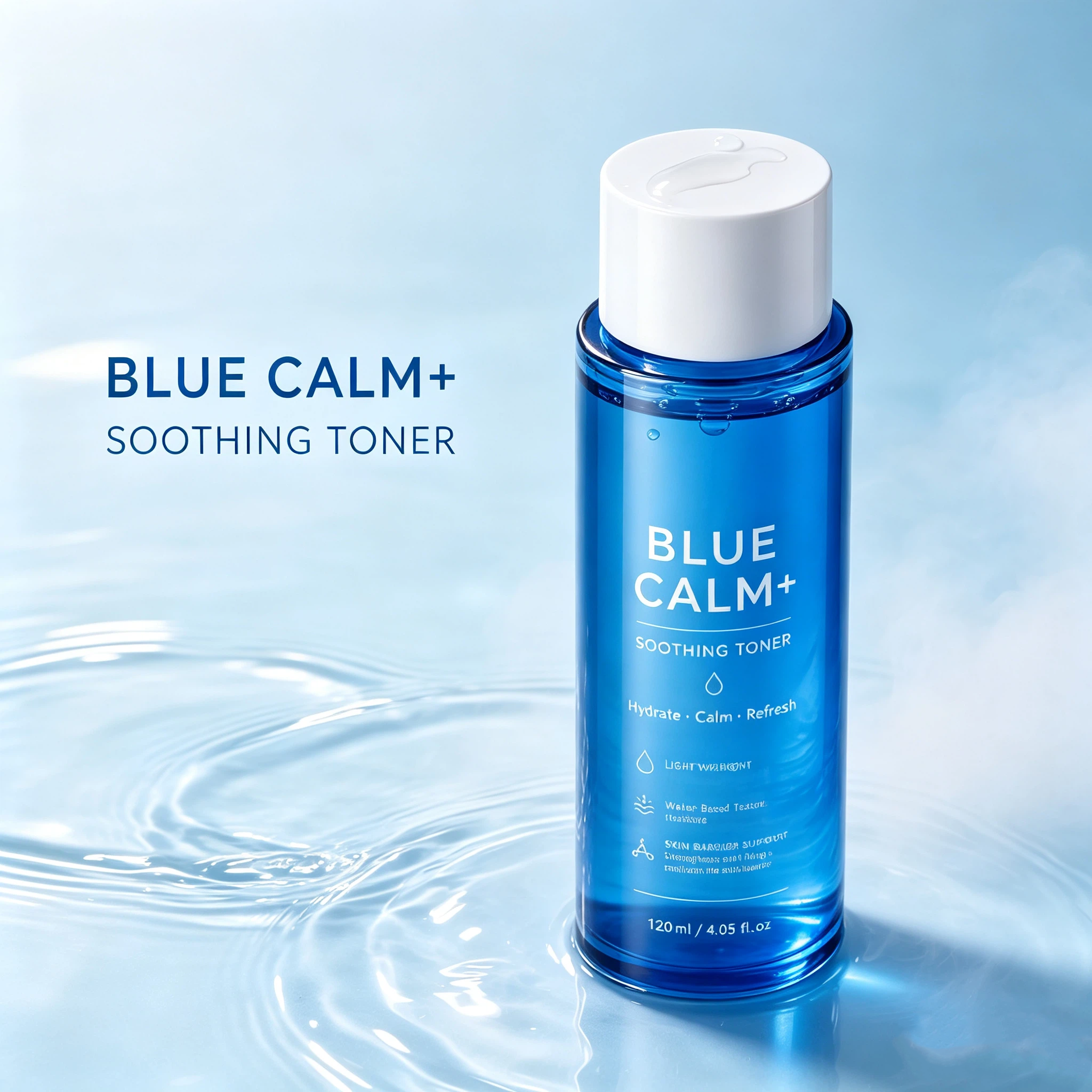 Private Label Blue Calm+ Soothing Toner OEM/ODM | Custom Peptide Facial Toner Manufacturer