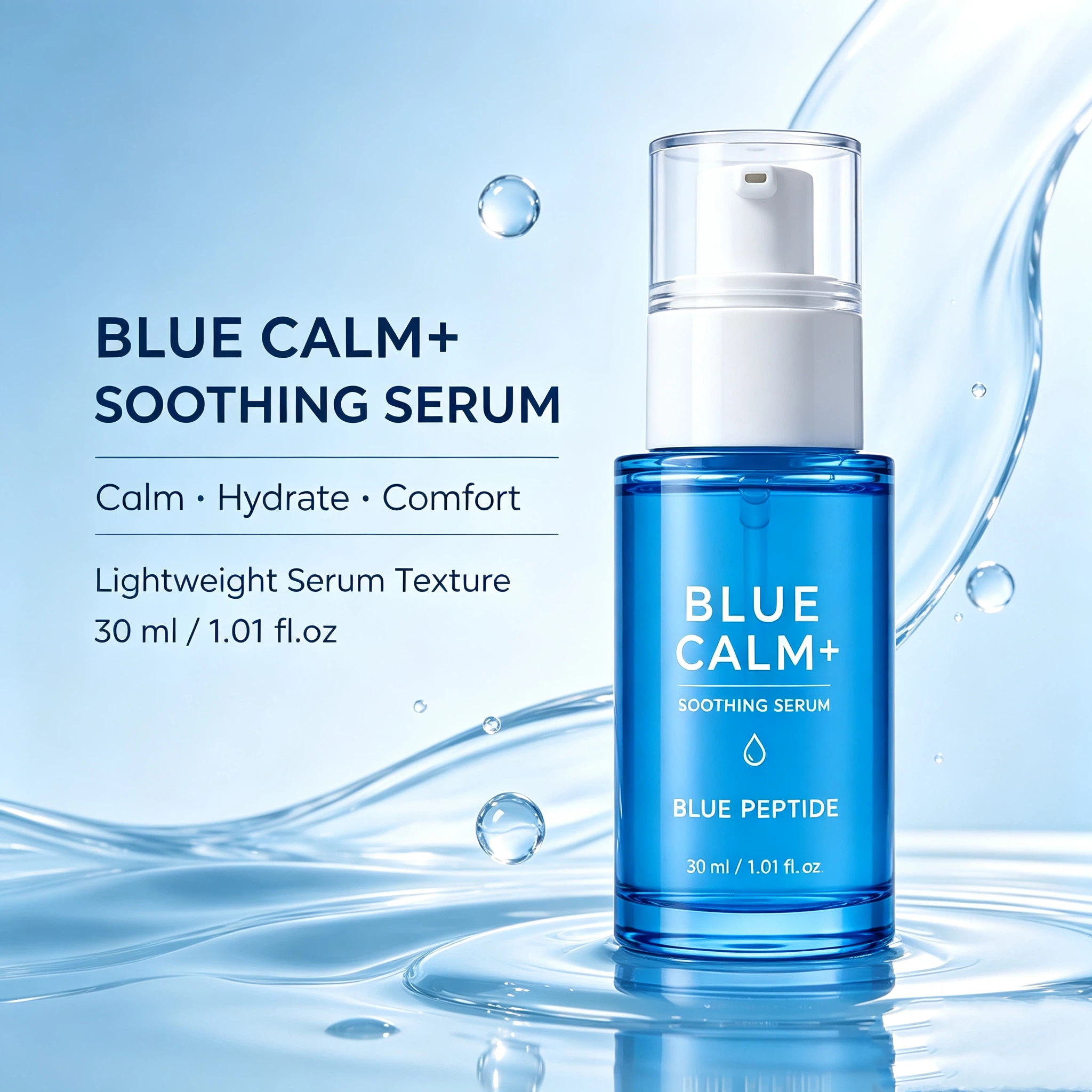 Private Label Blue Calm+ Soothing Serum OEM/ODM | Custom Peptide Facial Serum Manufacturer