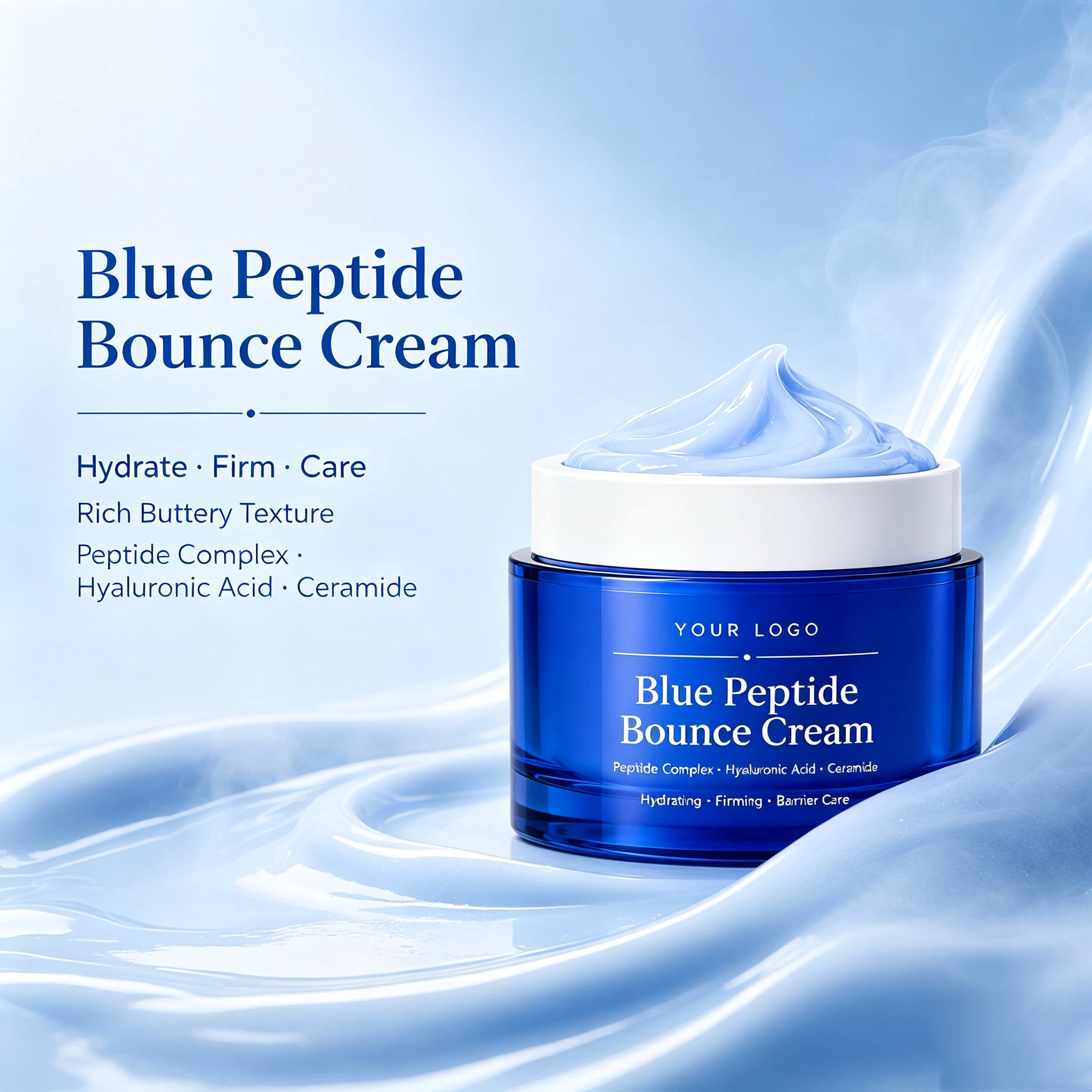 Private Label Blue Peptide Bounce Cream OEM/ODM | Custom Peptide Facial Cream Manufacturer