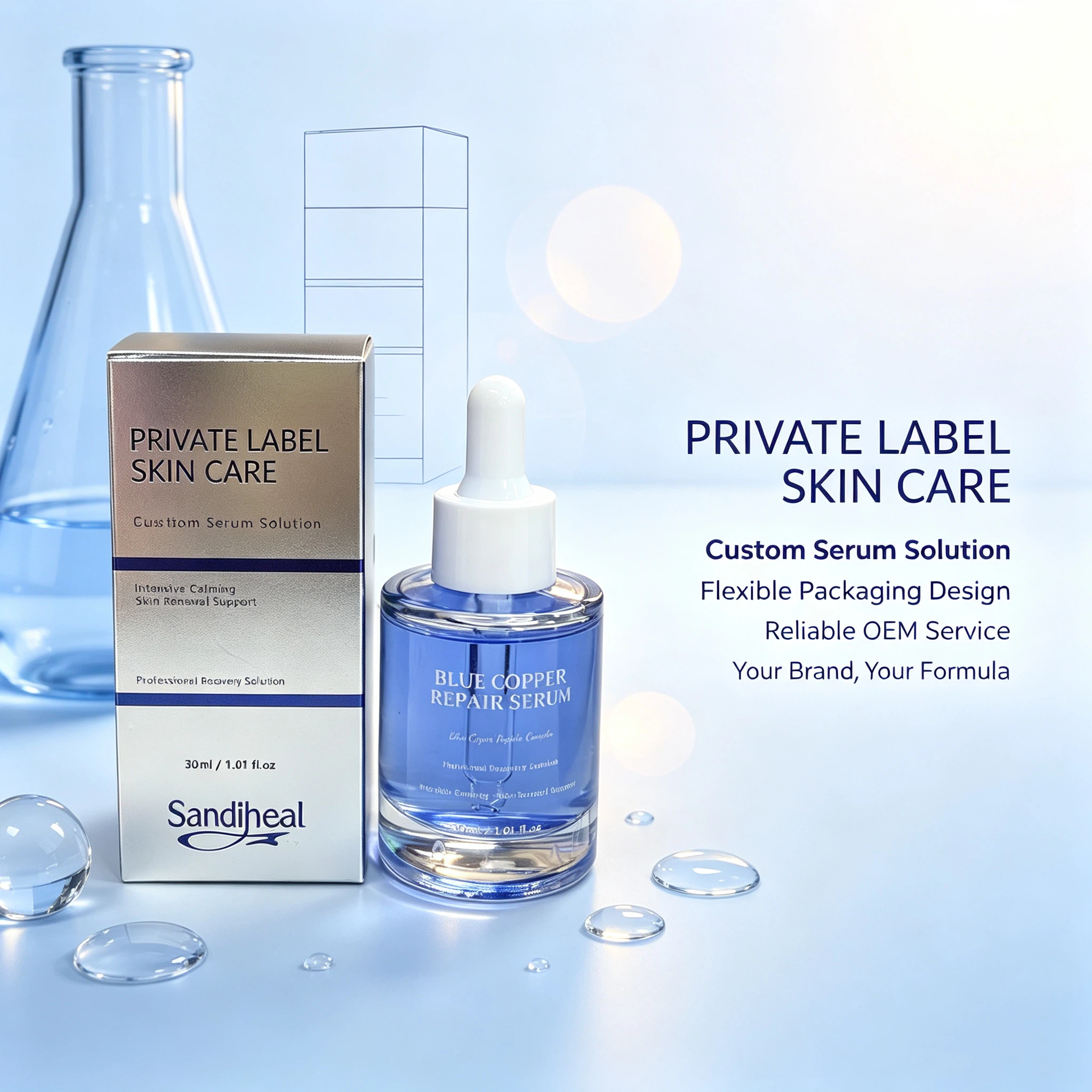 Blue Copper Repair Serum 30ml | Copper Peptide Complex Calming Daily Facial Skin Care Serum