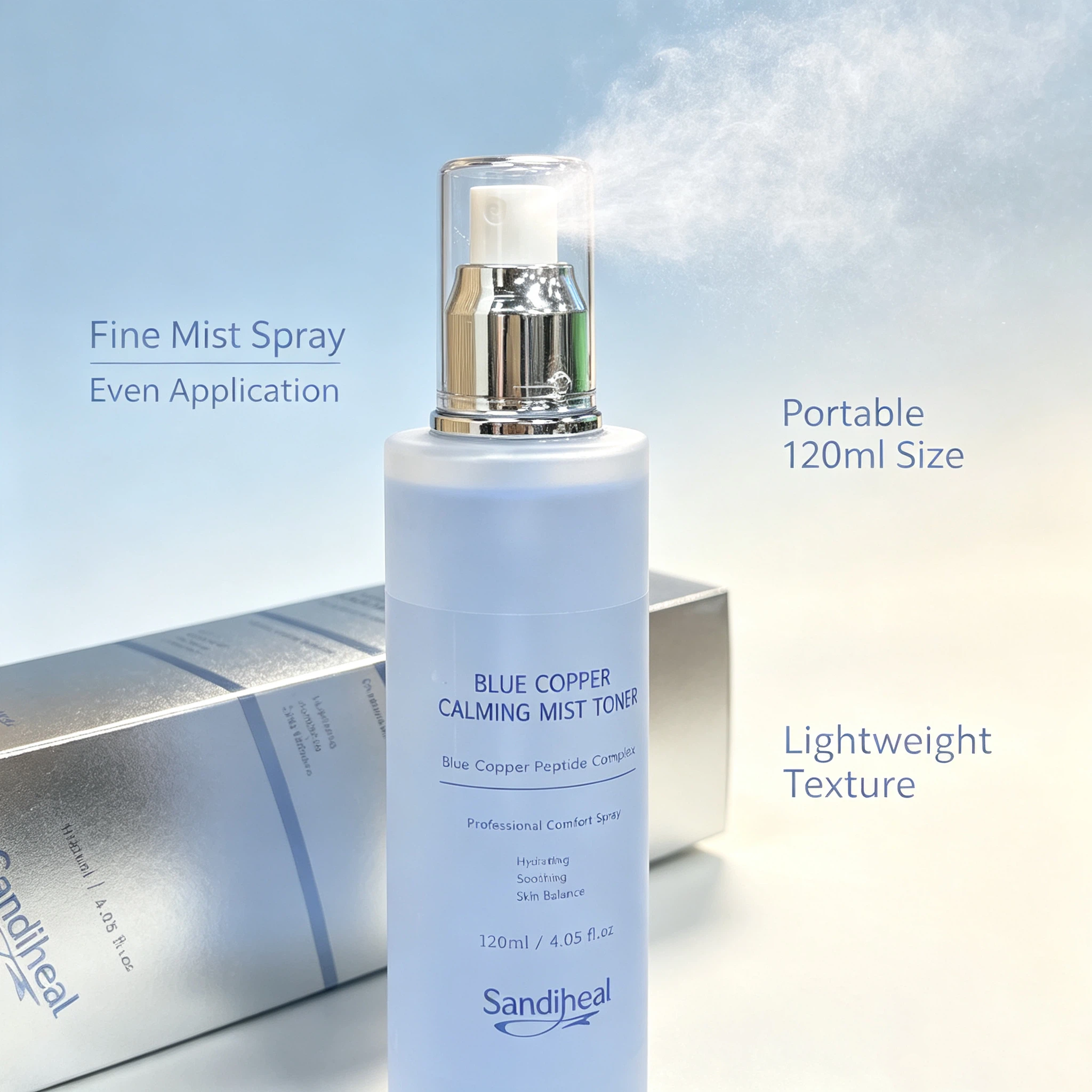 Blue Copper Calming Mist Toner 120ml | Copper Peptide Complex Hydrating Balancing Facial Mist Spray