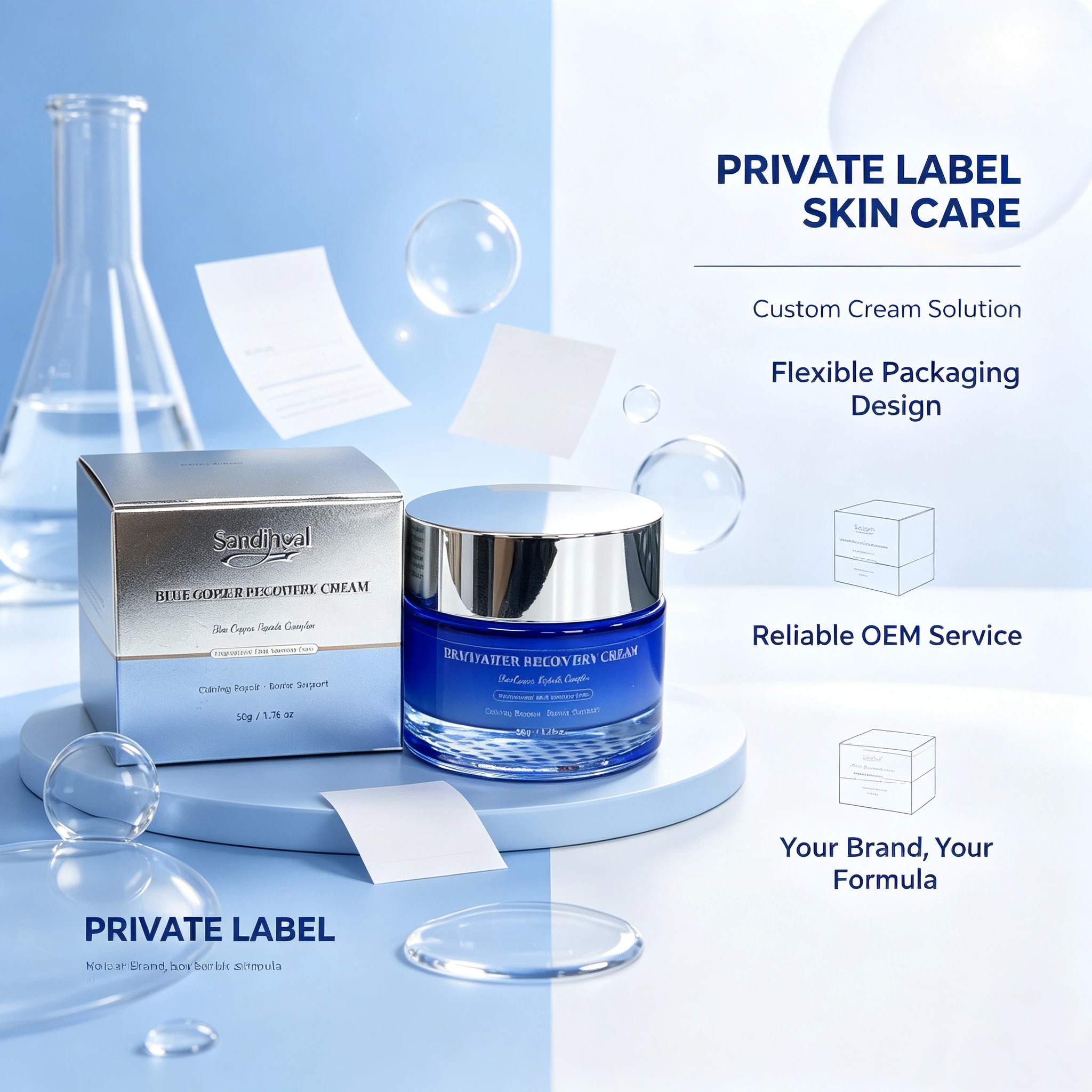 Blue Copper Recovery Cream 50g | Copper Peptide Complex Calming Facial Barrier Support Moisturizing Cream