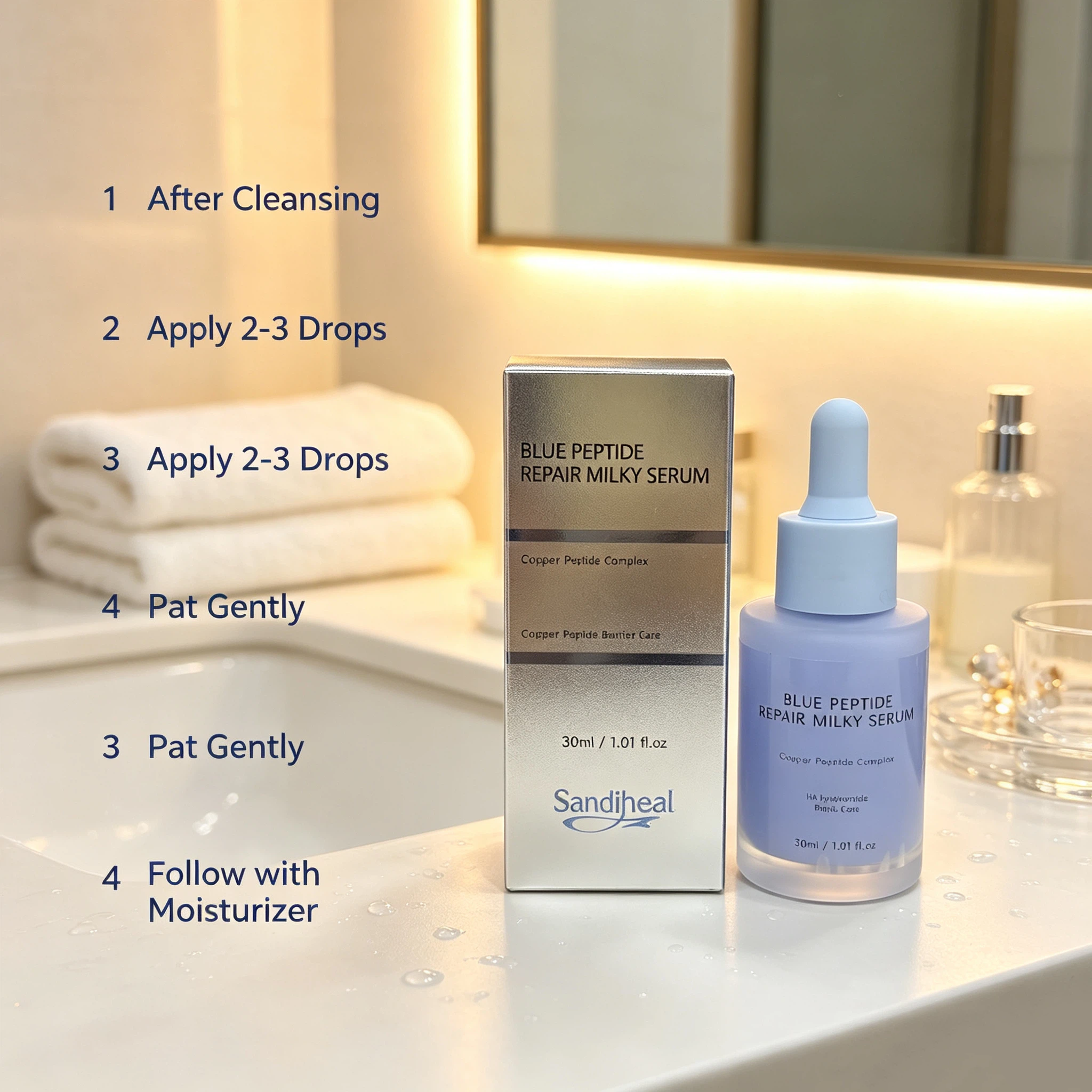 Blue Peptide Repair Milky Serum 30ml | Copper Peptide Complex Daily Facial Barrier Care Serum