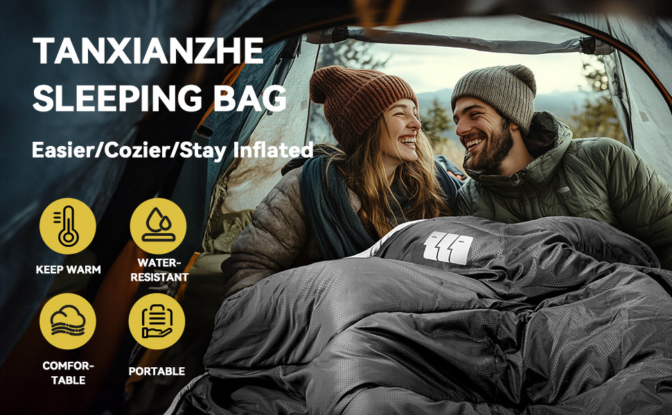 Bahay Hooded Twill Camping Sleeping Bag – Black & Grey