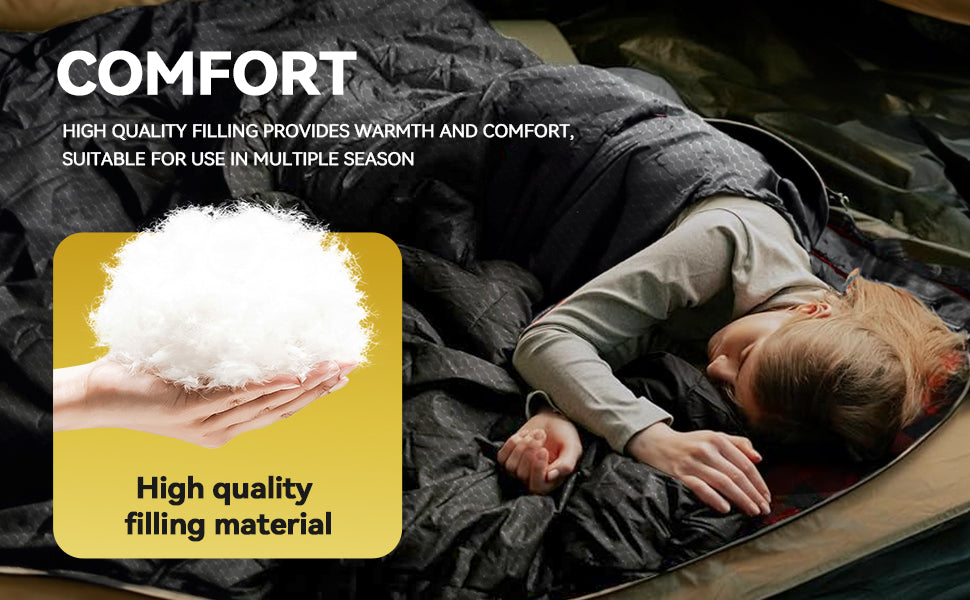 Bahay Hooded Twill Camping Sleeping Bag – Black & Grey