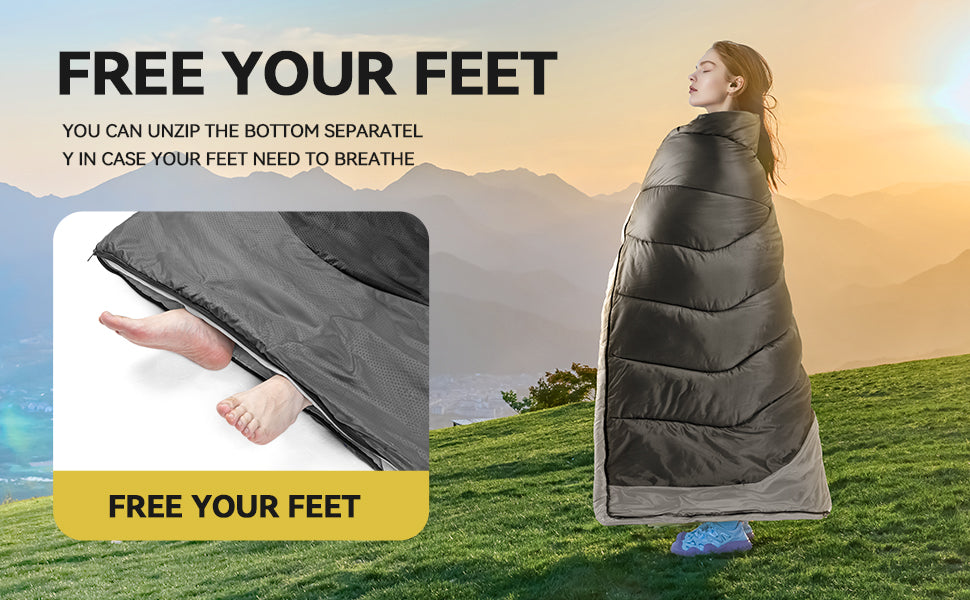Bahay Hooded Twill Camping Sleeping Bag – Black & Grey