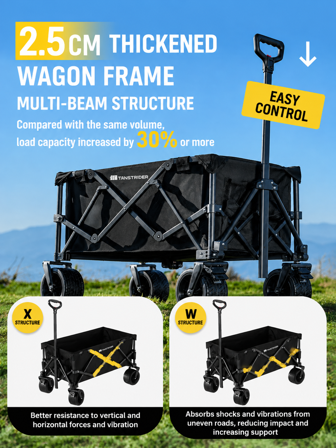 TXZ Heavy Duty Collapsible Outdoor Camping Wagon with Tailgate