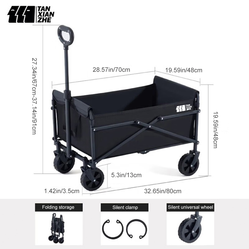 TXZ Heavy-Duty Collapsible Folding Camping Wagon with 10cm All-Terrain Wheels