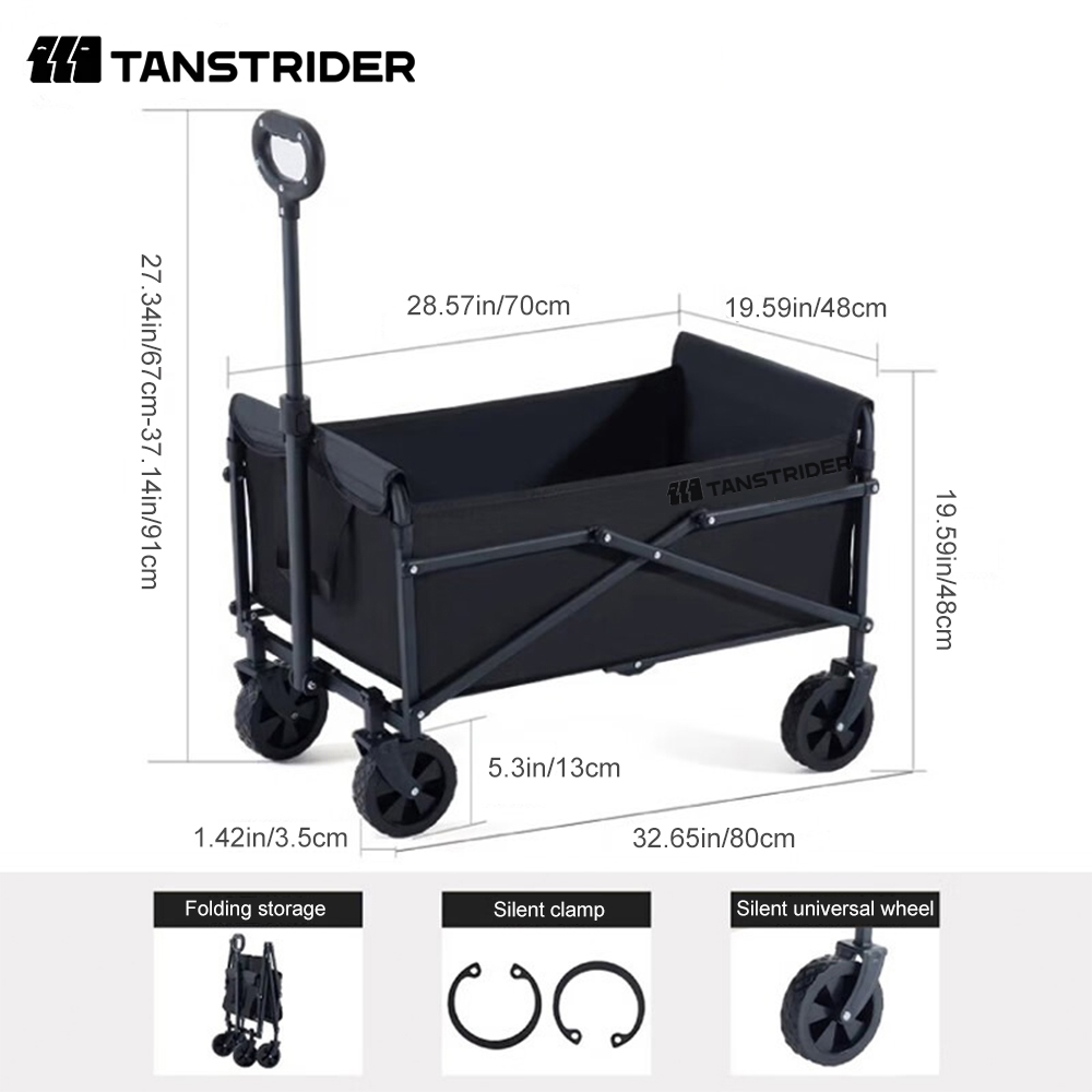 TXZ Heavy-Duty Collapsible Folding Camping Wagon with 10cm All-Terrain Wheels