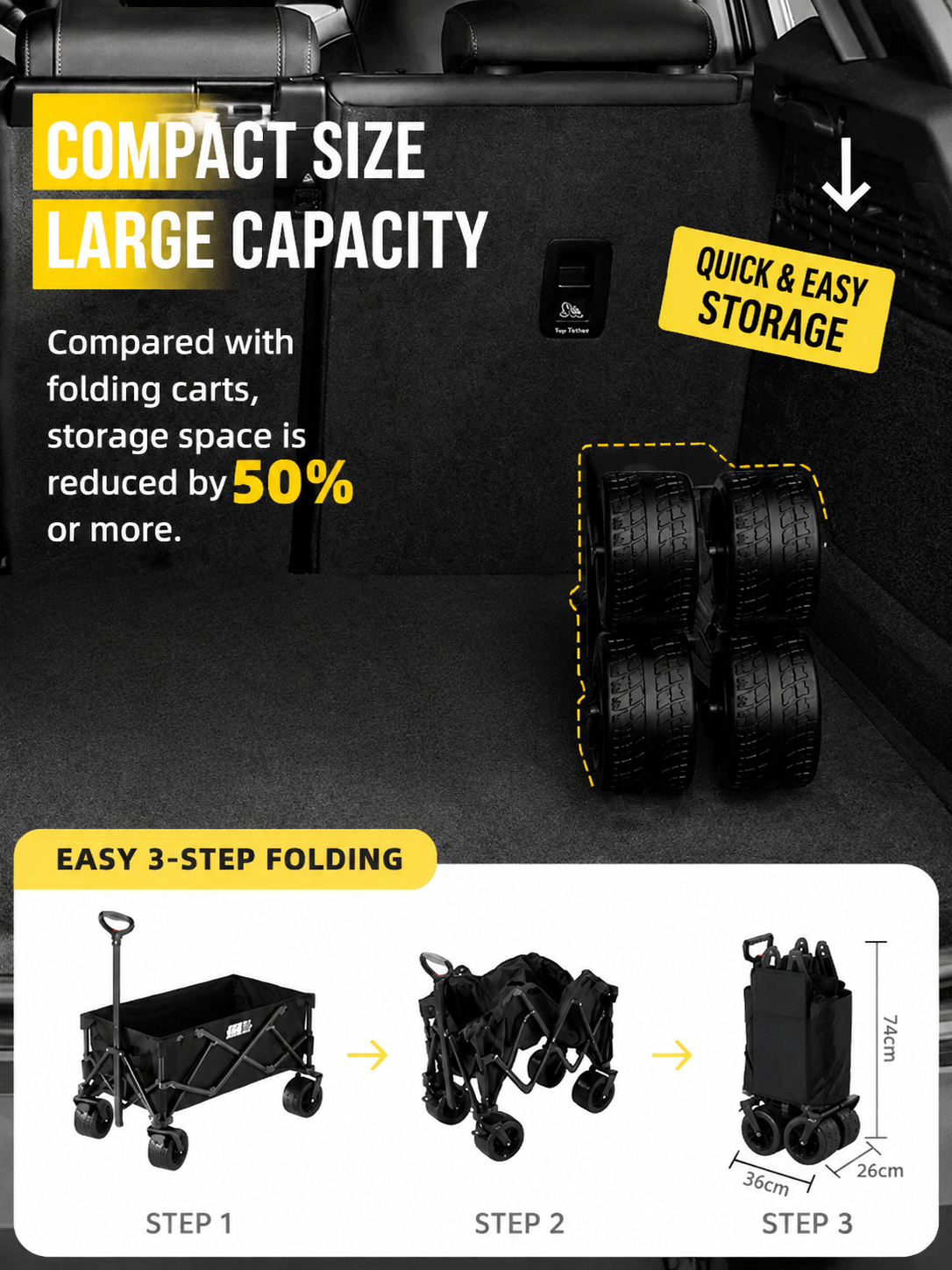 TXZ Heavy Duty Collapsible Outdoor Camping Wagon with Tailgate