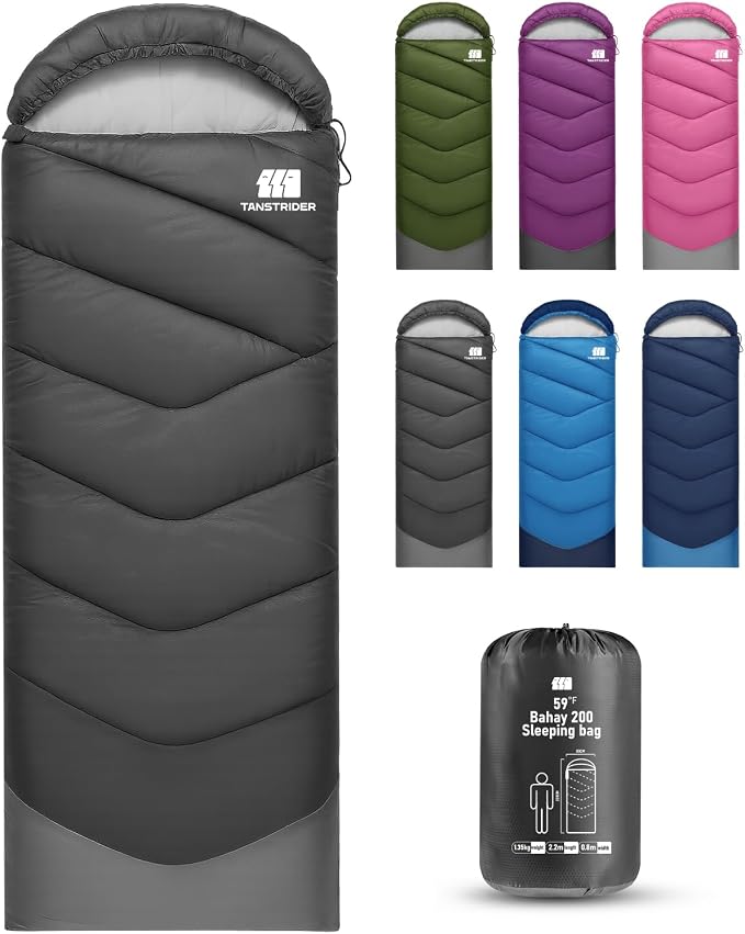 Bahay Hooded Twill Camping Sleeping Bag – Black & Grey
