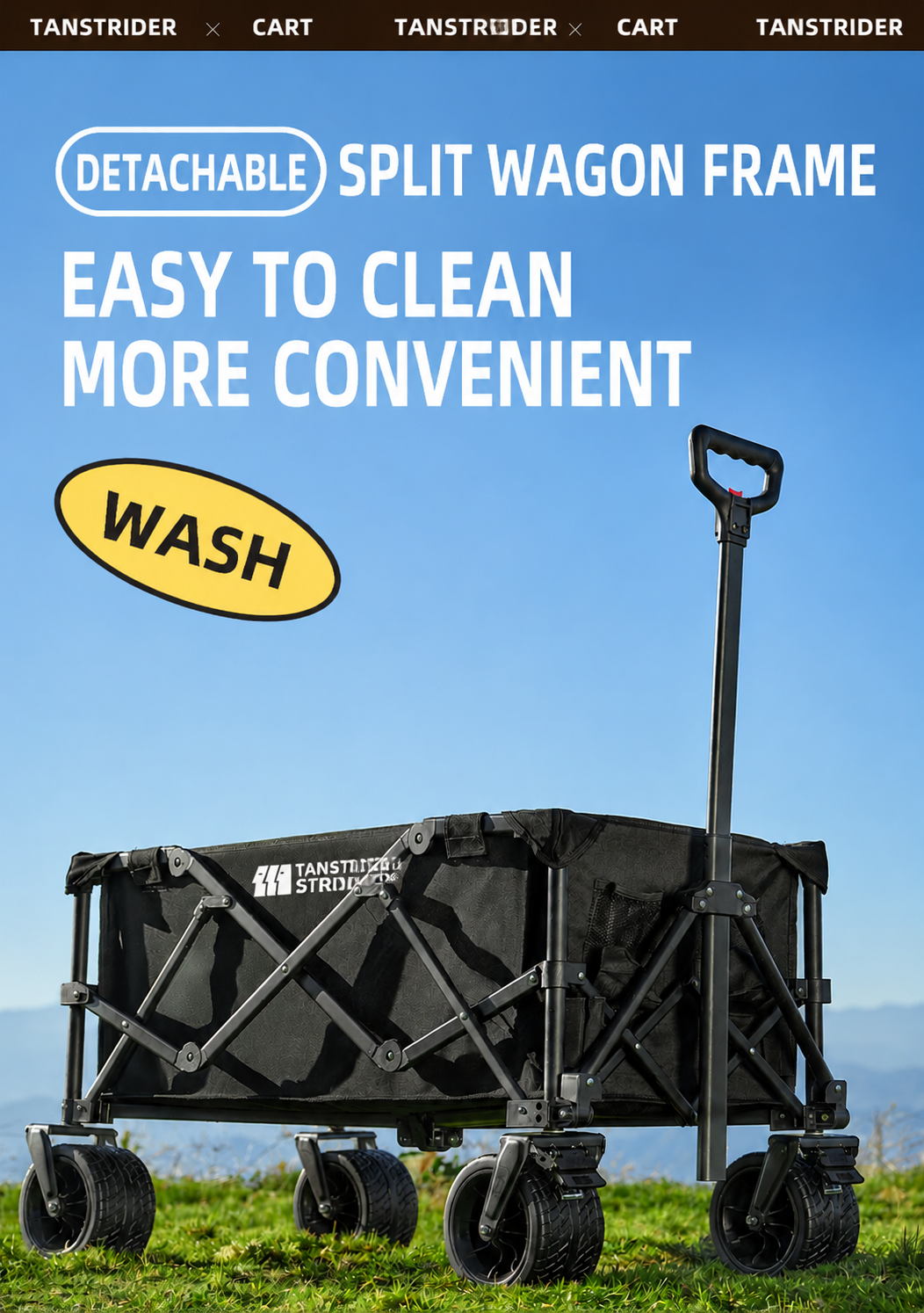 TXZ Heavy Duty Collapsible Outdoor Camping Wagon with Tailgate