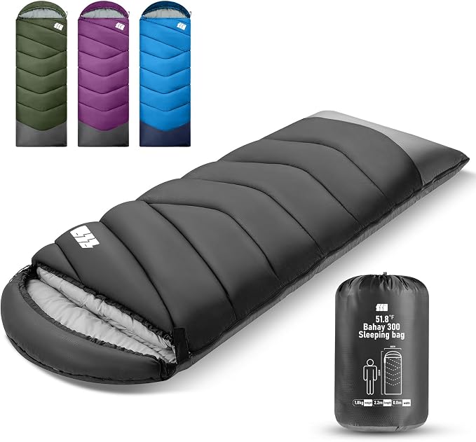 Bahay Hooded Twill Camping Sleeping Bag – Black & Grey
