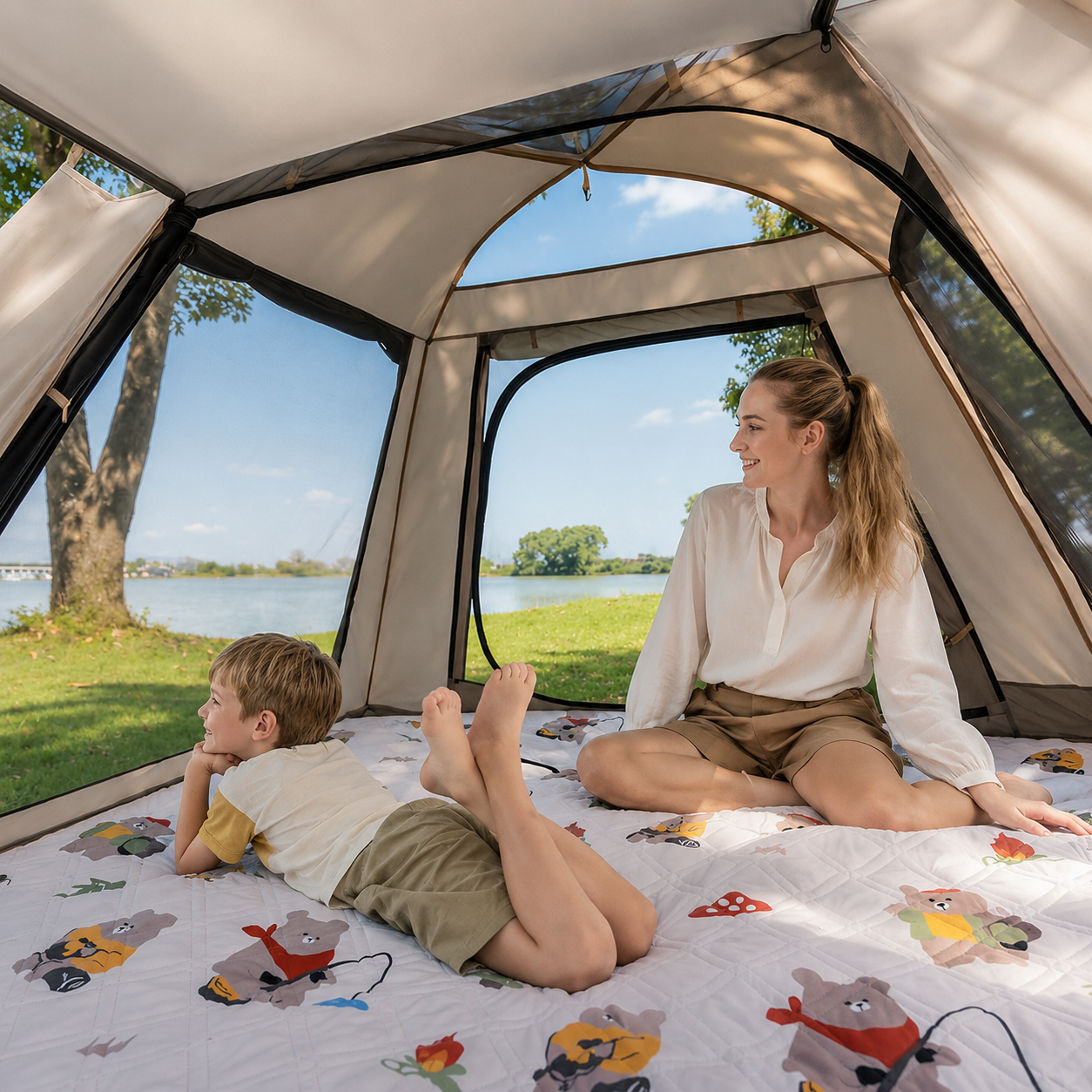 Bathe Automatic 4-Season Camping Tent (Cream Cream/Silver Coated)