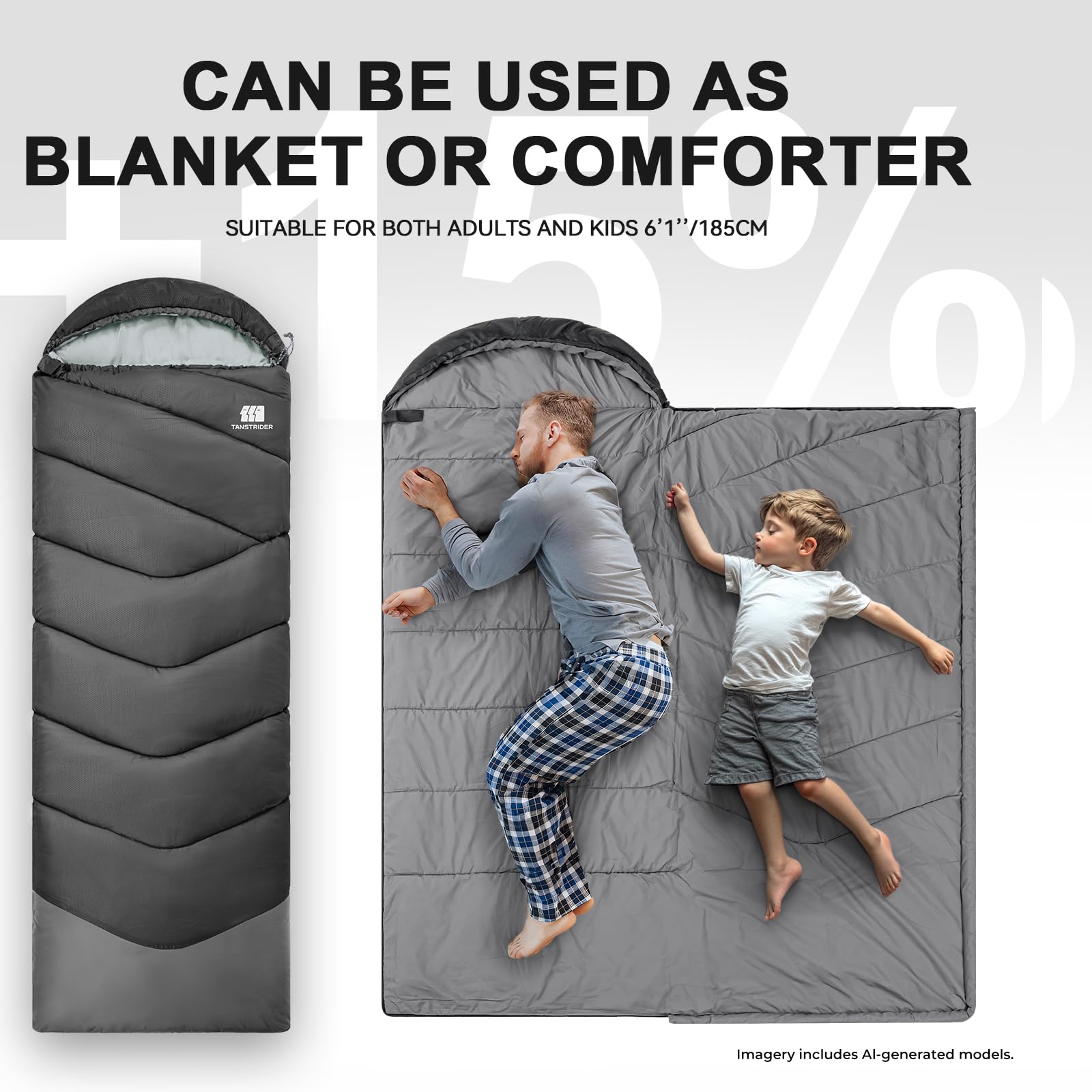 Bahay Hooded Twill Camping Sleeping Bag – Black & Grey