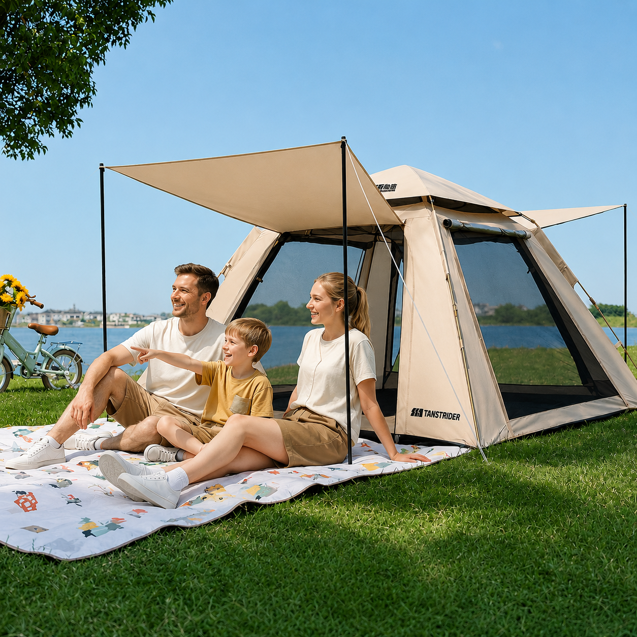Bathe Automatic 4-Season Camping Tent (Cream Cream/Silver Coated)