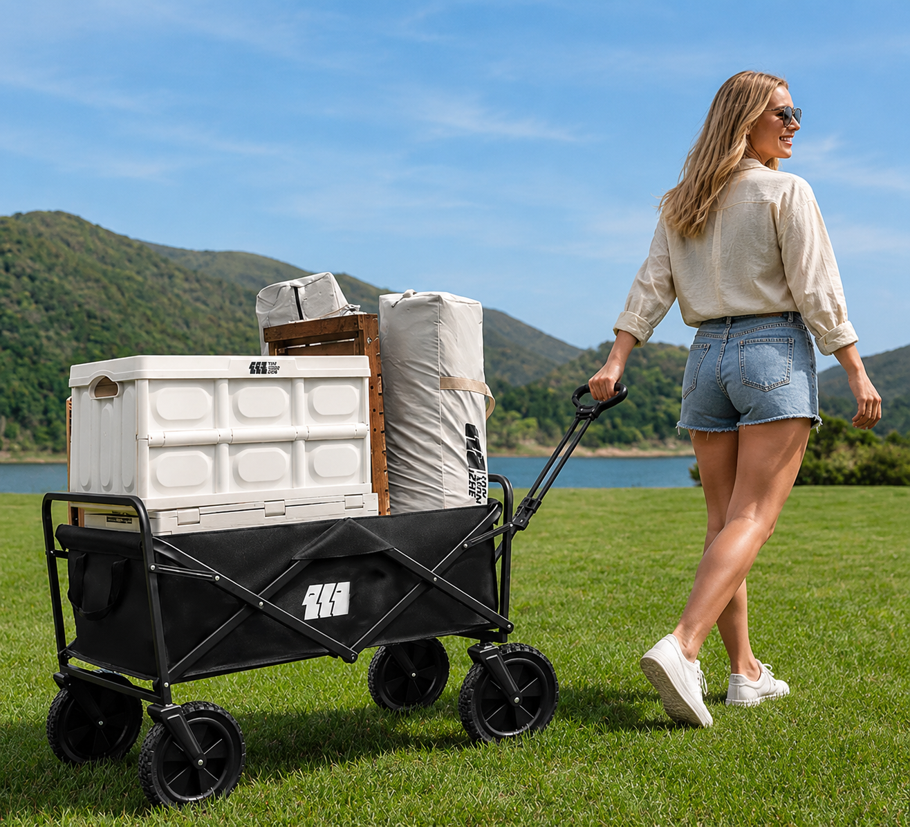 TXZ Heavy Duty Collapsible All-Terrain Camping Wagon with Dual Brakes