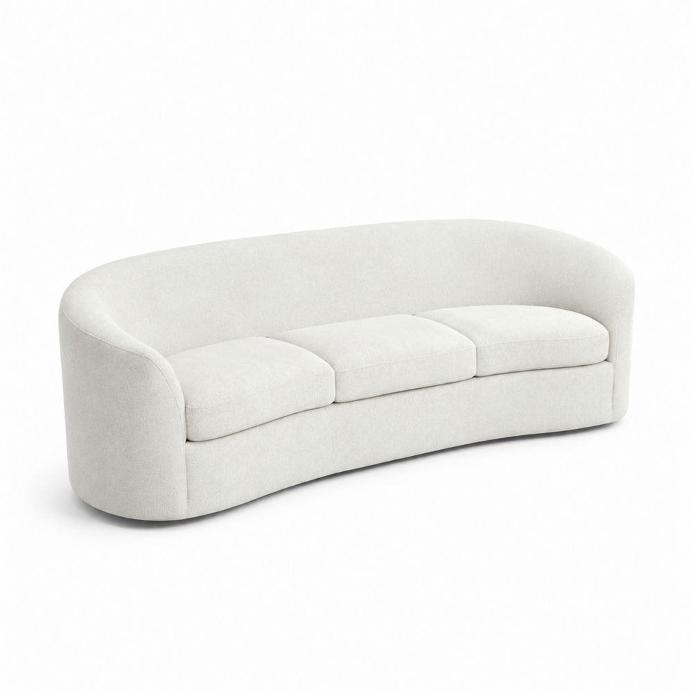 Sofa im Kurvendesign 220x90x75 cm Polyester Creme