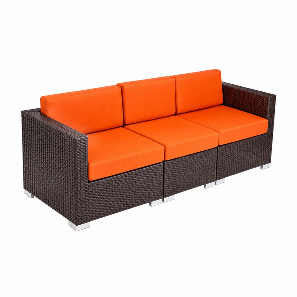3-Sitzer Gartensofa Polyrattan Orange