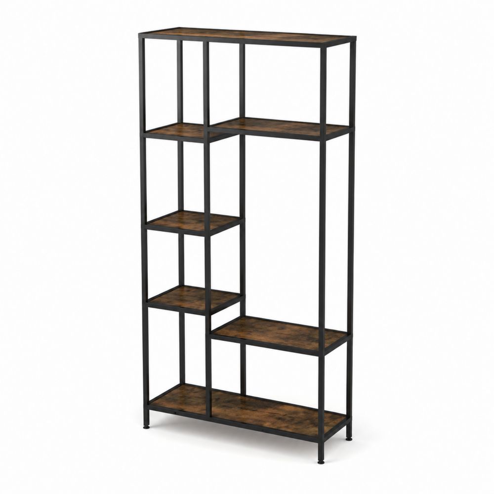 Regal aus Metall und MDF, Braun/Schwarz, 180x90x30cm
