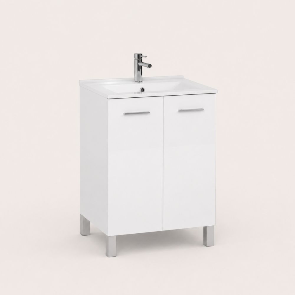 Waschtischunterschrank rechteckig 60x85x45 cm MDF Weiß