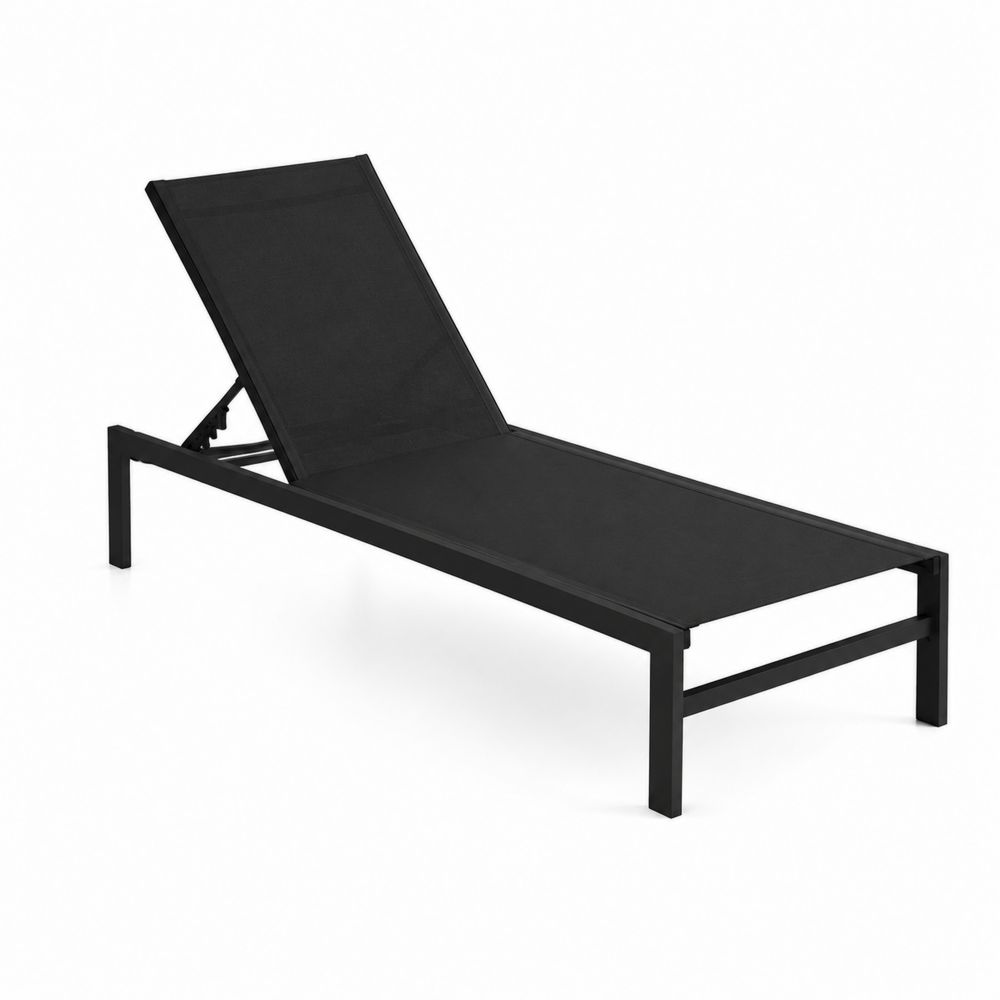 Gartenliege Aluminium Textilene Schwarz 200x67x30 cm