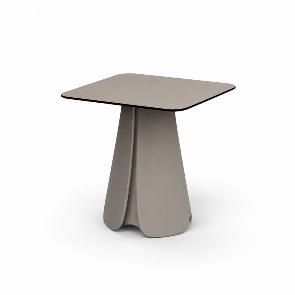 Quadratischer Outdoor-Beistelltisch HPL Edelstahl Grau