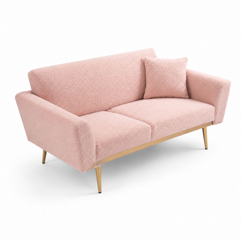 2-Sitzer Sofa mit Bouclé-Bezug, Rosa