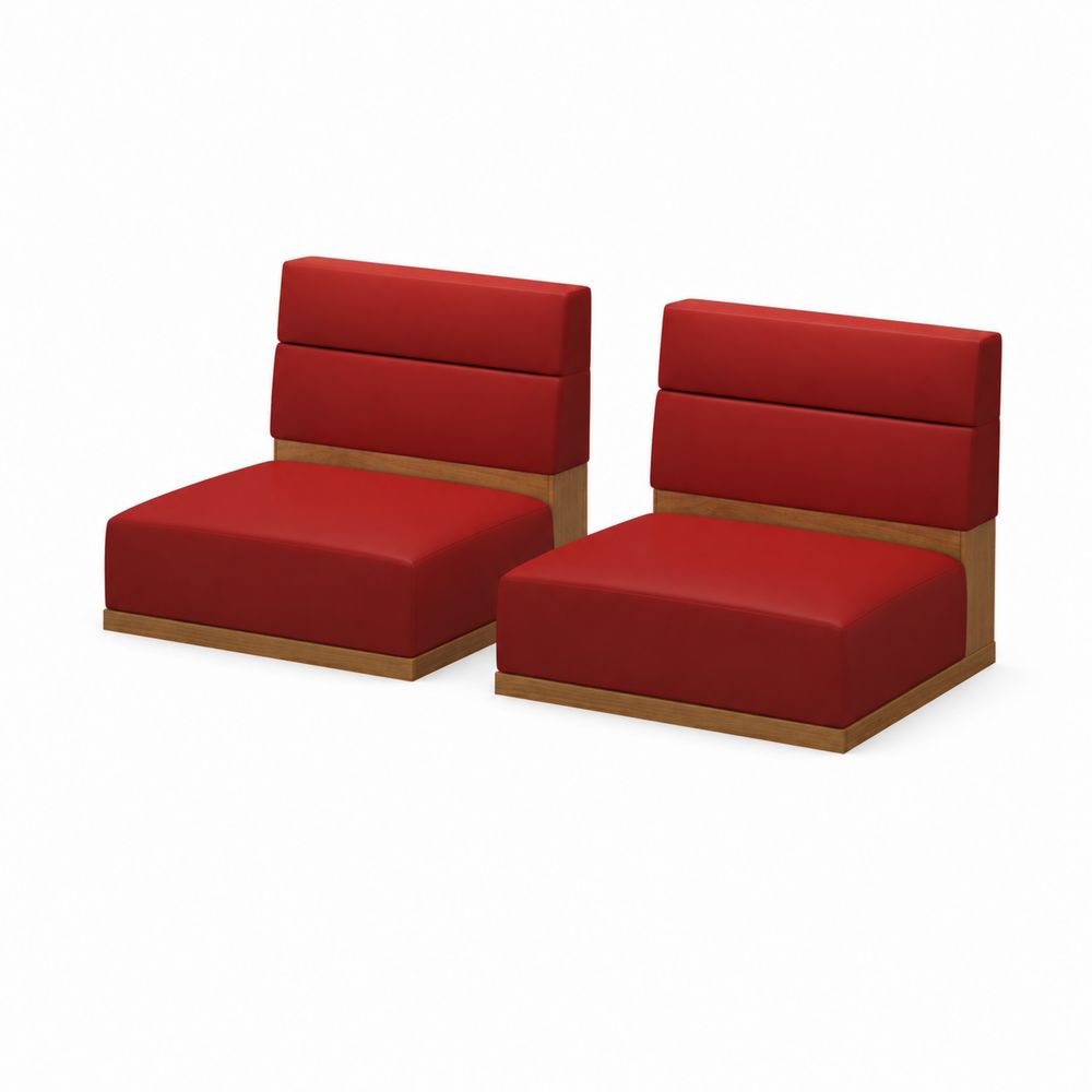 2-teiliges Set Sessel in Rot mit Kunstleder und Holz
